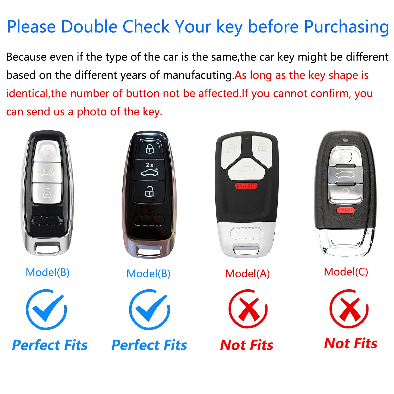 Ocezbiis For Audi Key Fob Cover,Keychain,Zinc Alloy Protection Car Key Case Compatible With Audi Smart Remote Keyless Entry Keys