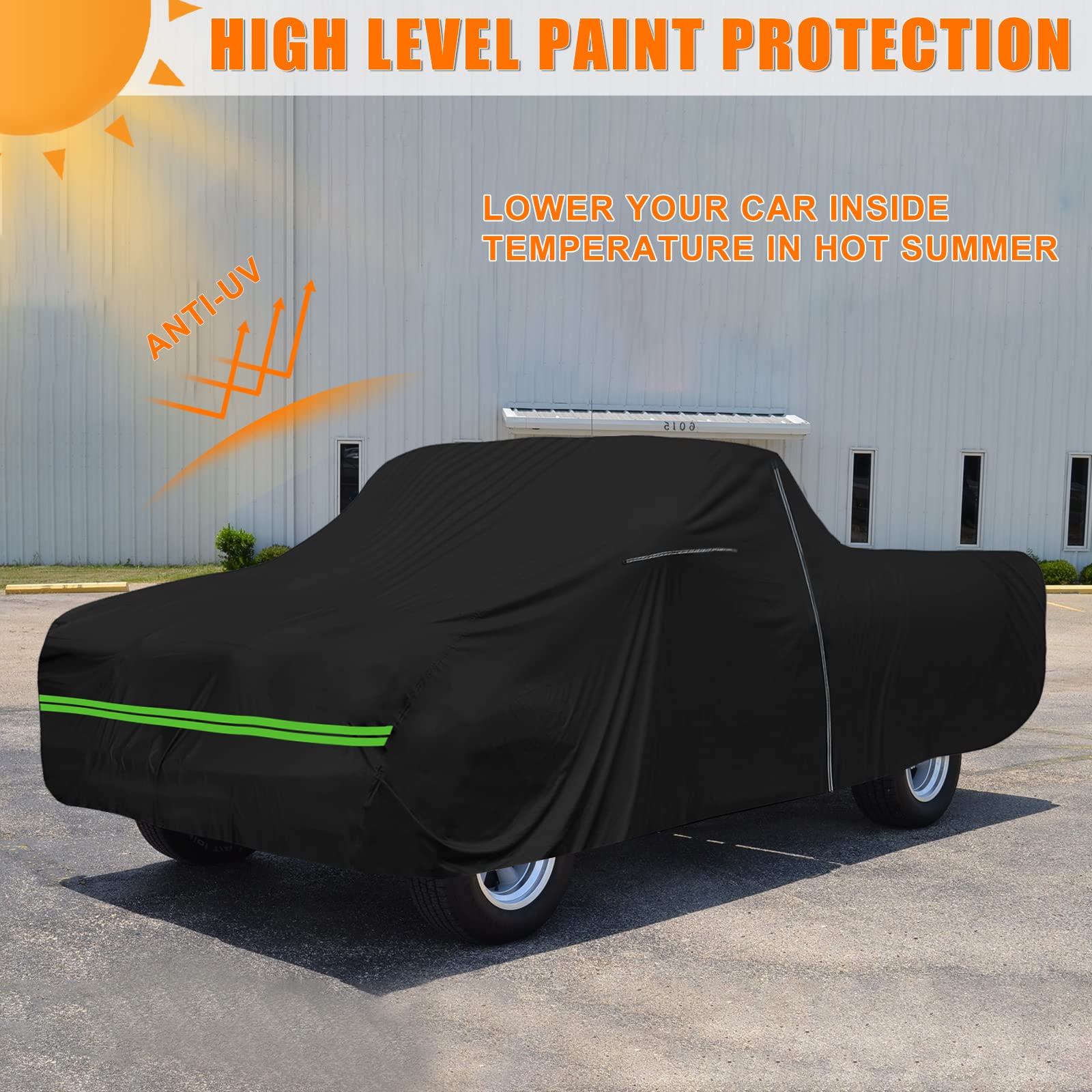 SAPUBK Waterproof Classic Truck Cover for Ford F100 F150 F250, 1961-1991, Black, 8ft Long Bed, All Weather Protection