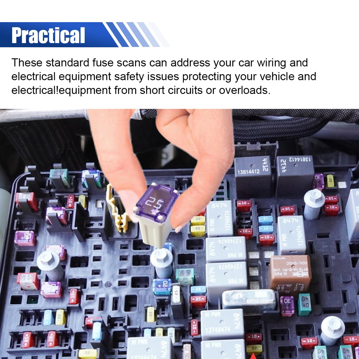 10PCS 25 Amp Car Micro Cartridge Fuses - Slow Blow FMM Mcase Type, Mini Box Shaped Fuses for Cars, Trucks and SUVs