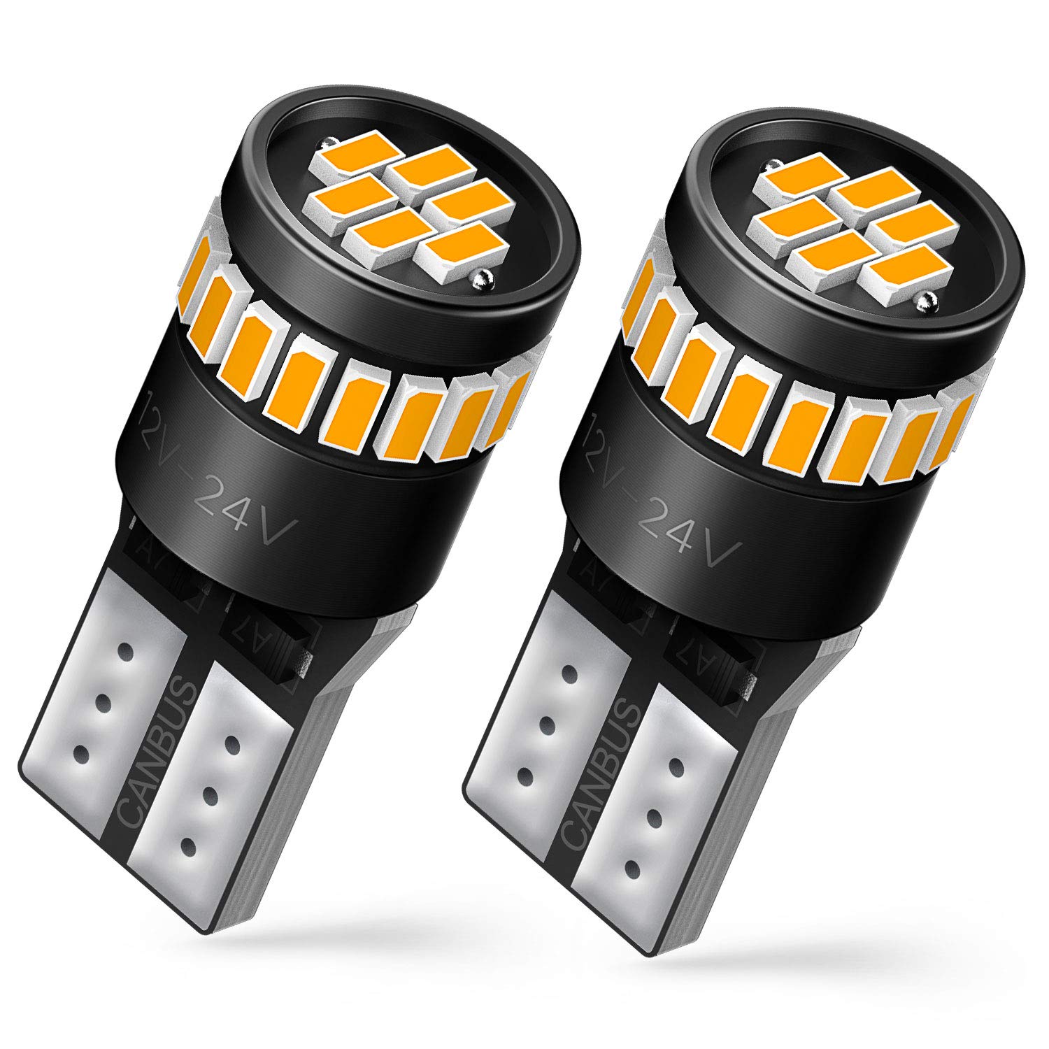 Auxito 194 Led Bulb Amber Yellow 168 2825 W5W T10 Wedge 24-Smd 3014 Chipsets Replacement Bulbs For Car Dome Map License Plate Co