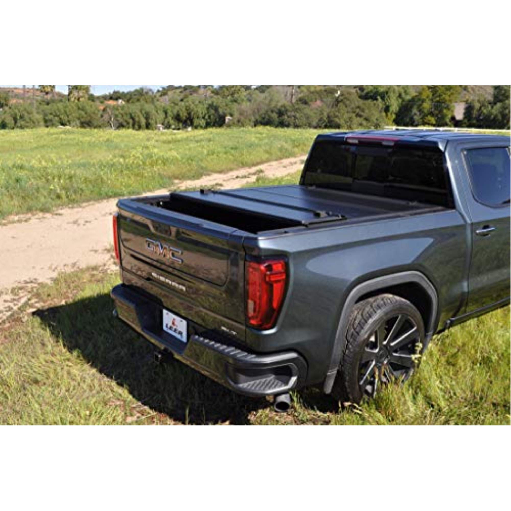 LEER HF650M Quad-Folding Tonneau Cover for 2019-2024 Chevy Silverado/GMC Sierra 6.6 FT Bed, Black, Fiberglass-Reinforced Polymer