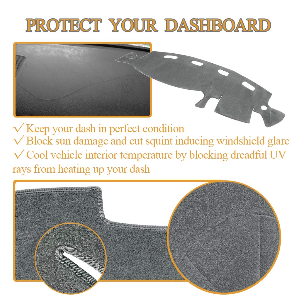 Dash Cover Dashboard Cover Mat Pad For Dodge Ram 1998 1999 2000 2001 (Dark Gray) Y21