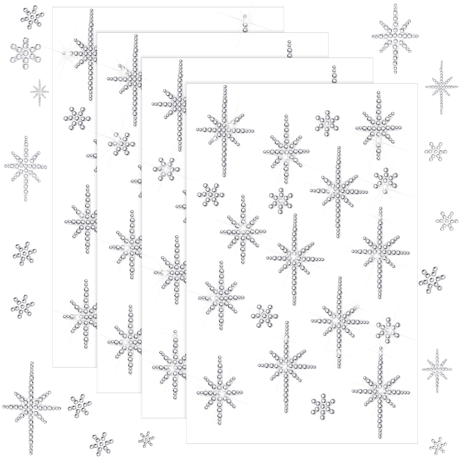 Epakh 76 Pcs Rhinestone Star Of Bethlehem Stickers Self Adhesive Stickers Silver Crystal Rhinestone For Holiday Christmas Packag