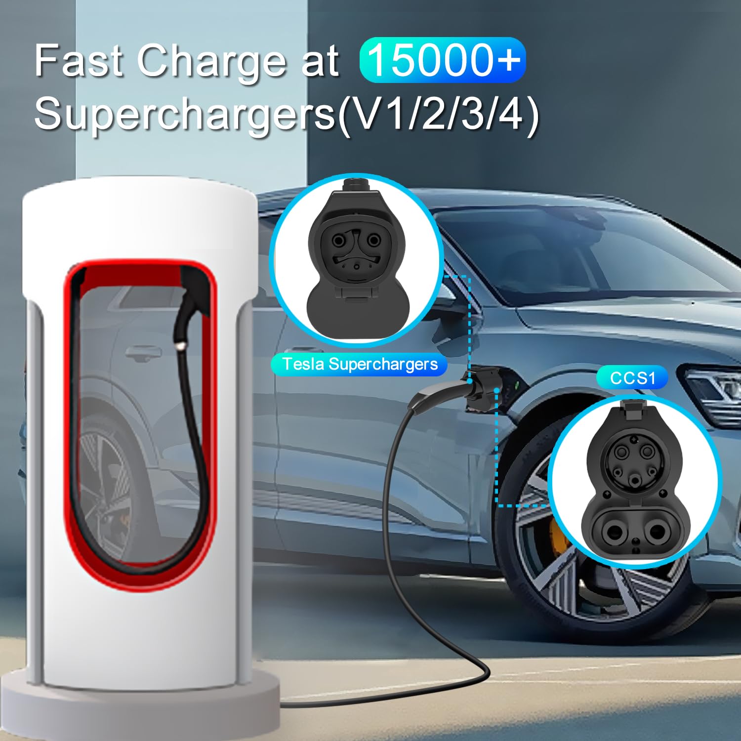 Aiskooc Nacs To Ccs1 Charging Adapter, Max 250Kw Supercharger Adapter, Electric Vehicle Charging Adapter For Tesla V1/V2/V3/V4 D