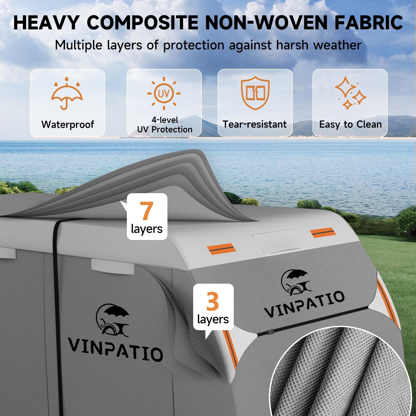 Vinpatio Travel Trailer Rv Cover: 7 Layers Heavy Duty Rv & Trailer Cover, Toy Hauler Cover Fits 16'-18' Rv Camper Cover With 4 T