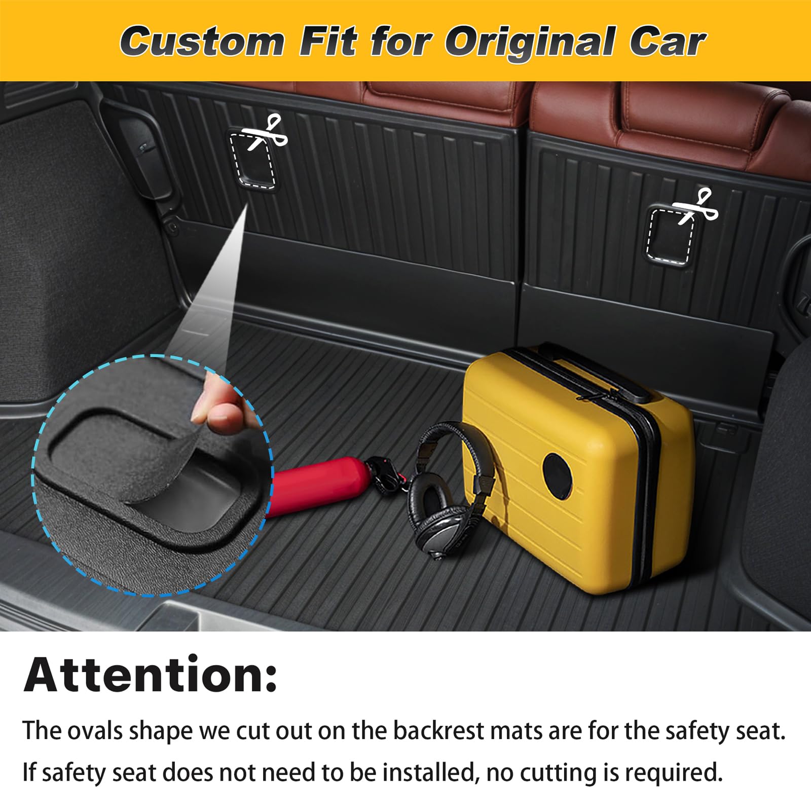 Cargo Liner & Backrest Mat Fit for Honda HR-V HRV 2016-2022 AWD: Cargo Mat with Backrest Mat Behind 2nd Row Back Seat Protector
