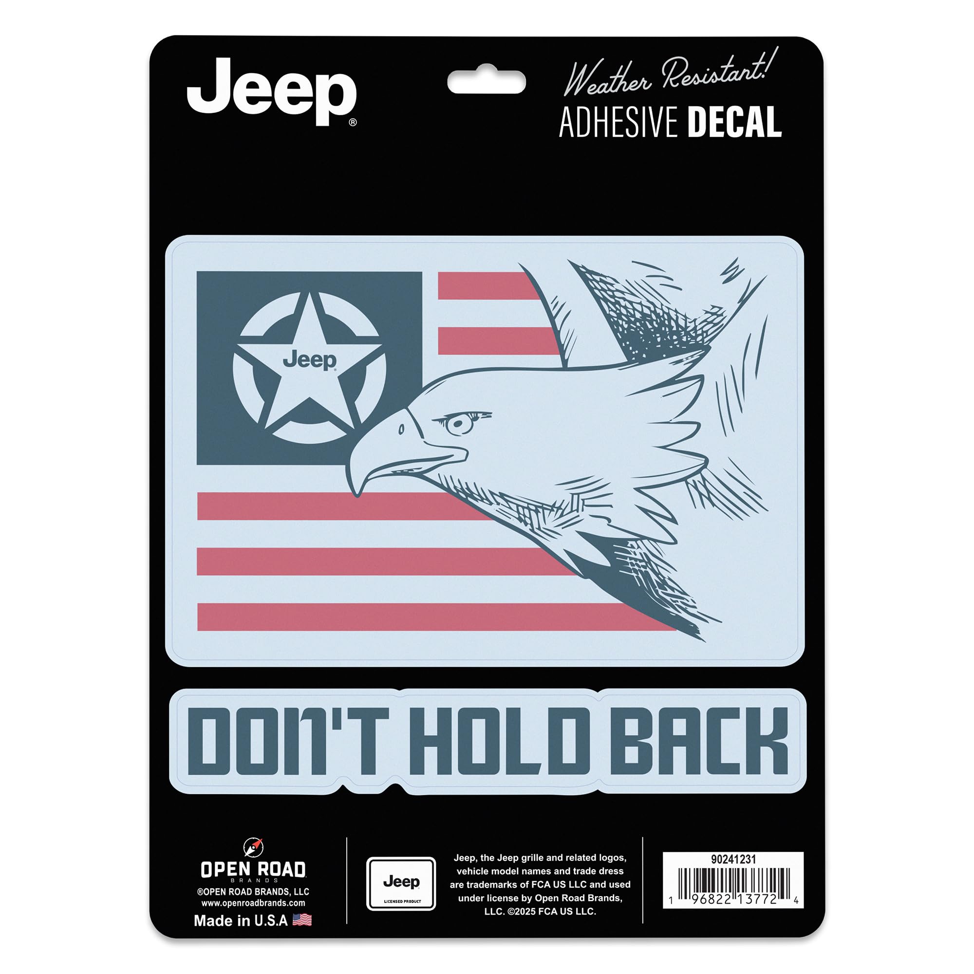 Jeep Dont Hold Back Eagle Adhesive Vinyl Decals - Bold Jeep Stickers for SUV or Truck, 1 Pack (2 Count)