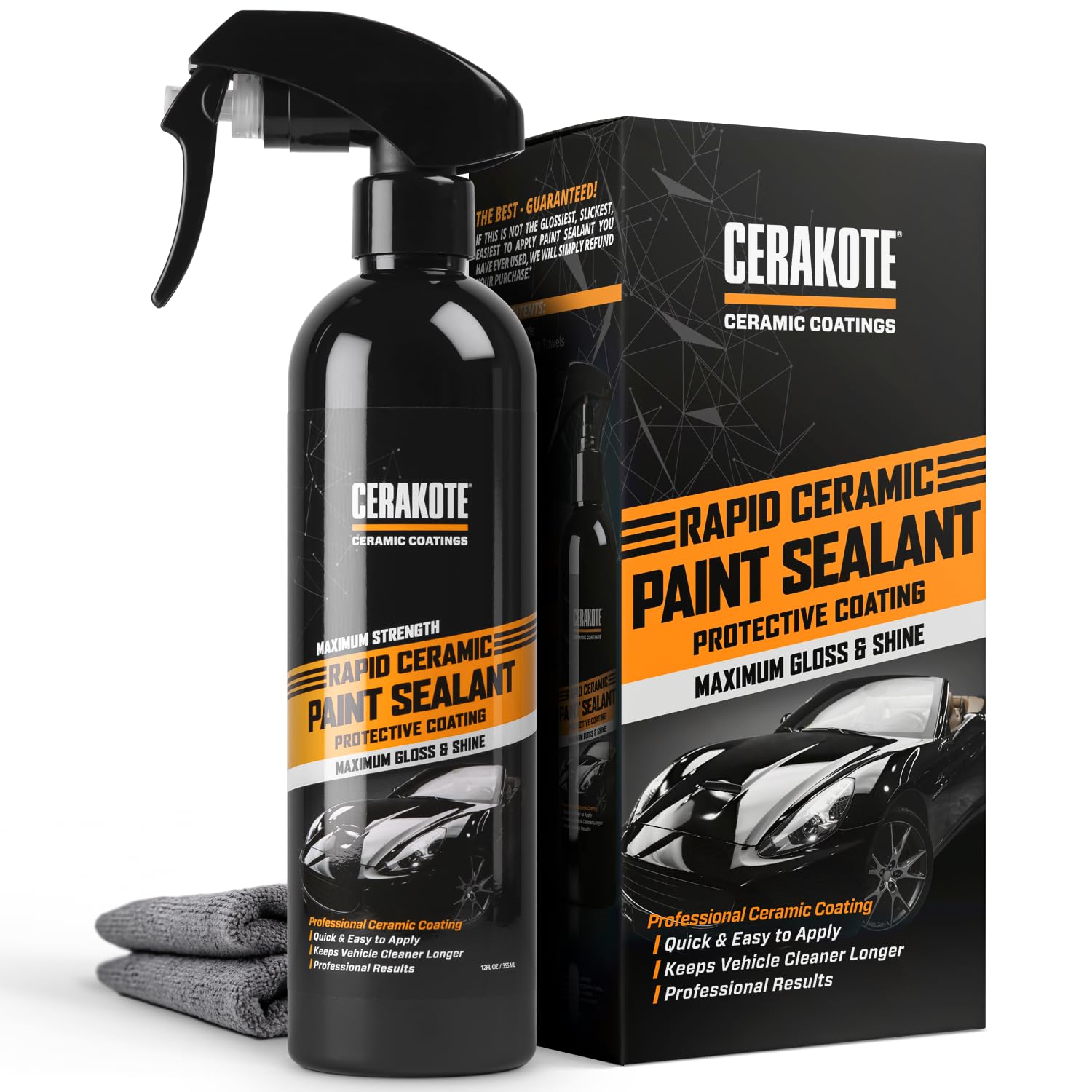 CERAKOTE® Rapid Ceramic Paint Sealant - 12 oz. - Maximum Gloss & Hydrophobic Protection - Pro Results with Premium Sprayer