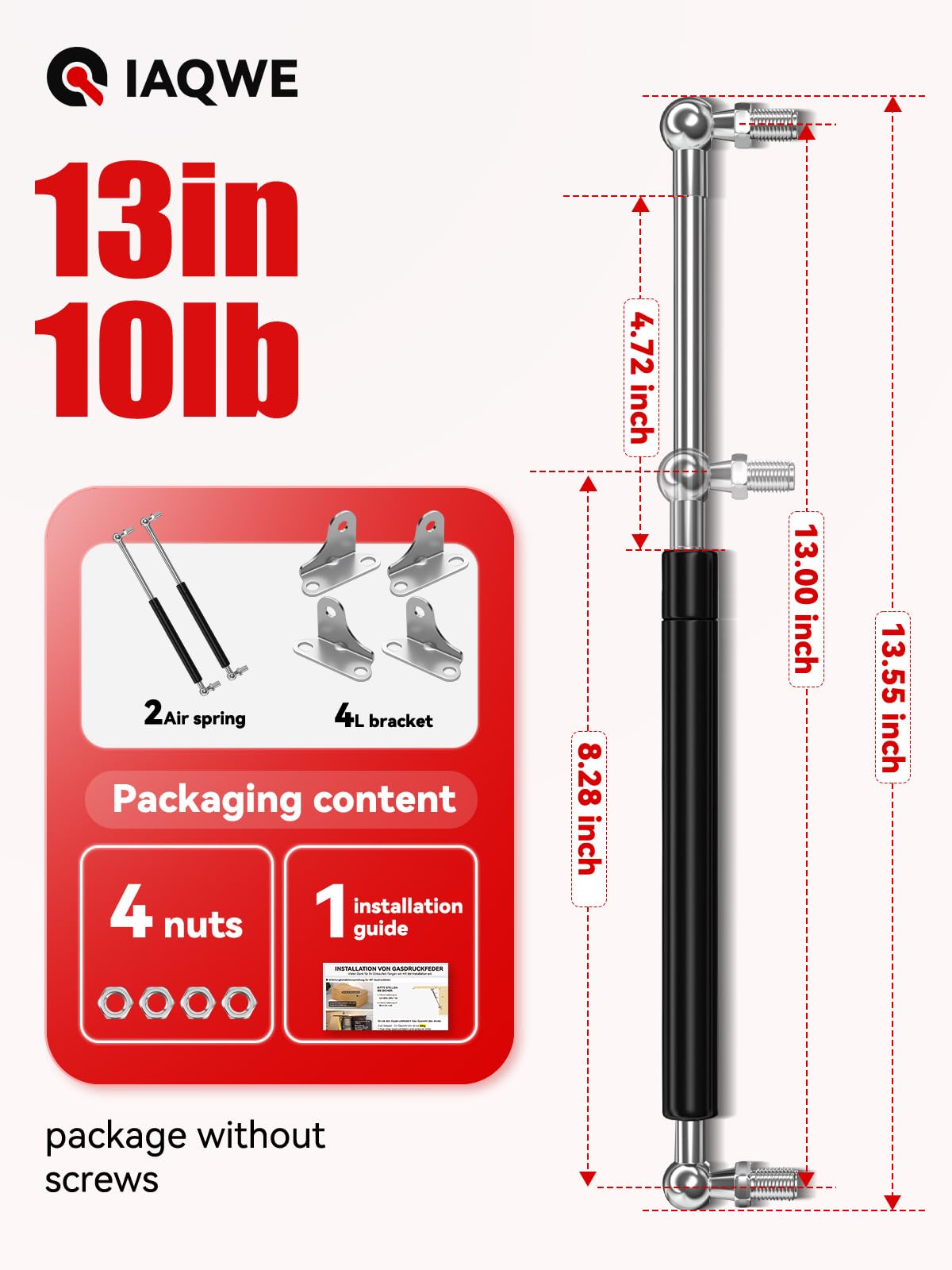 13 Inch 100Lbs/445N Gas Struts Spring Shocks Lift Support For Rv Bed Heavy-Duty Tool Box Tv Cabinet Trap Door Truck Canopy Cover