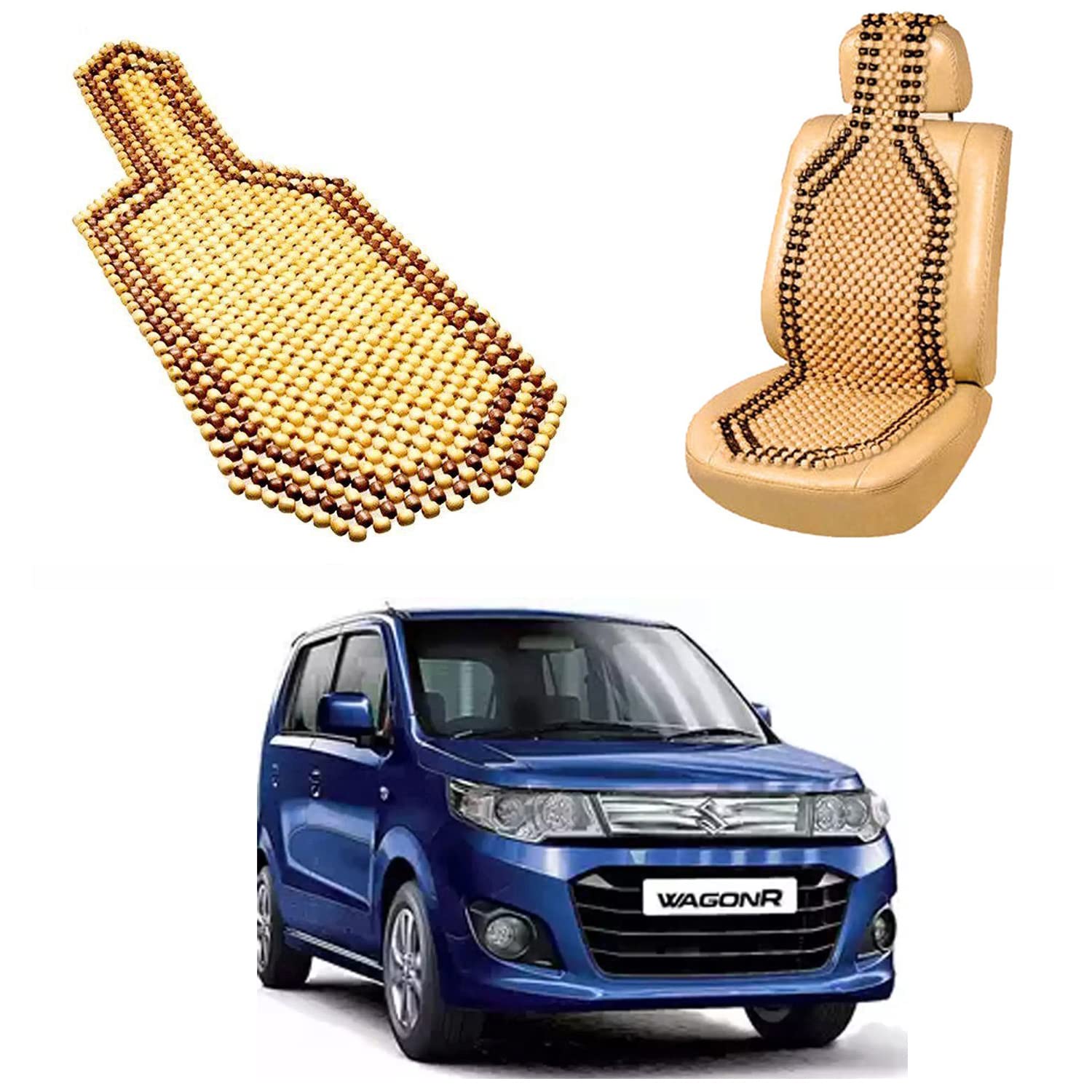 Oshotto Wooden Car Beads Car Wooden Acupressure Bead Seat Cover Compatible with Maruti Suzuki WagonR 20102026  1 Piece (Natur