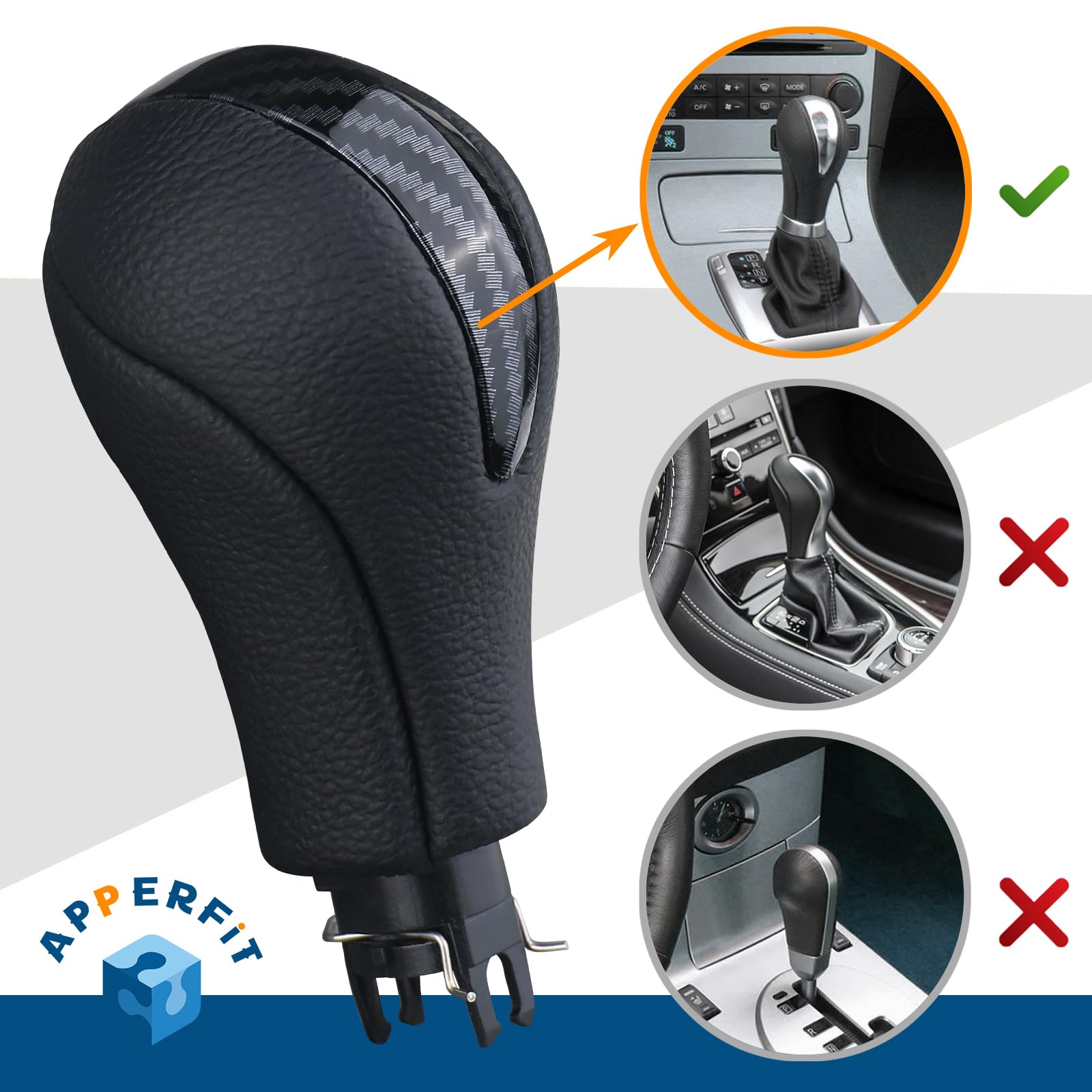 APPERFiT Gear Shift Knob - Automatic Transmission, Carbon Fiber, Model SH009, Compatible with Infiniti EX35 FX35 G25 G35 QX50 QX70