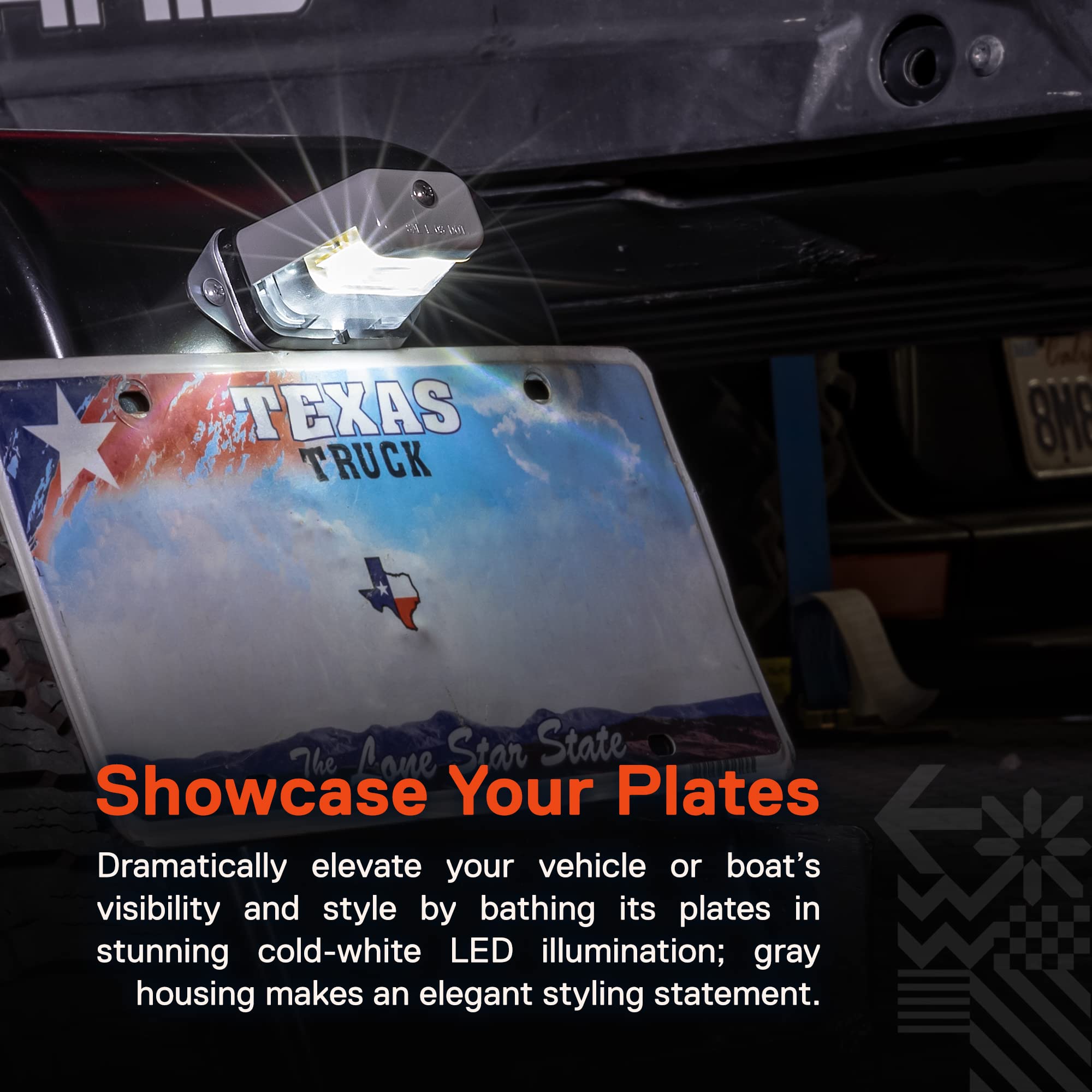 Led License Plate Trailer Light [Surface Mount] [Dot Fmvss 108] [Sae L] [Gray-Finish] [Waterproof] [12V Dc] License Tag Lights F