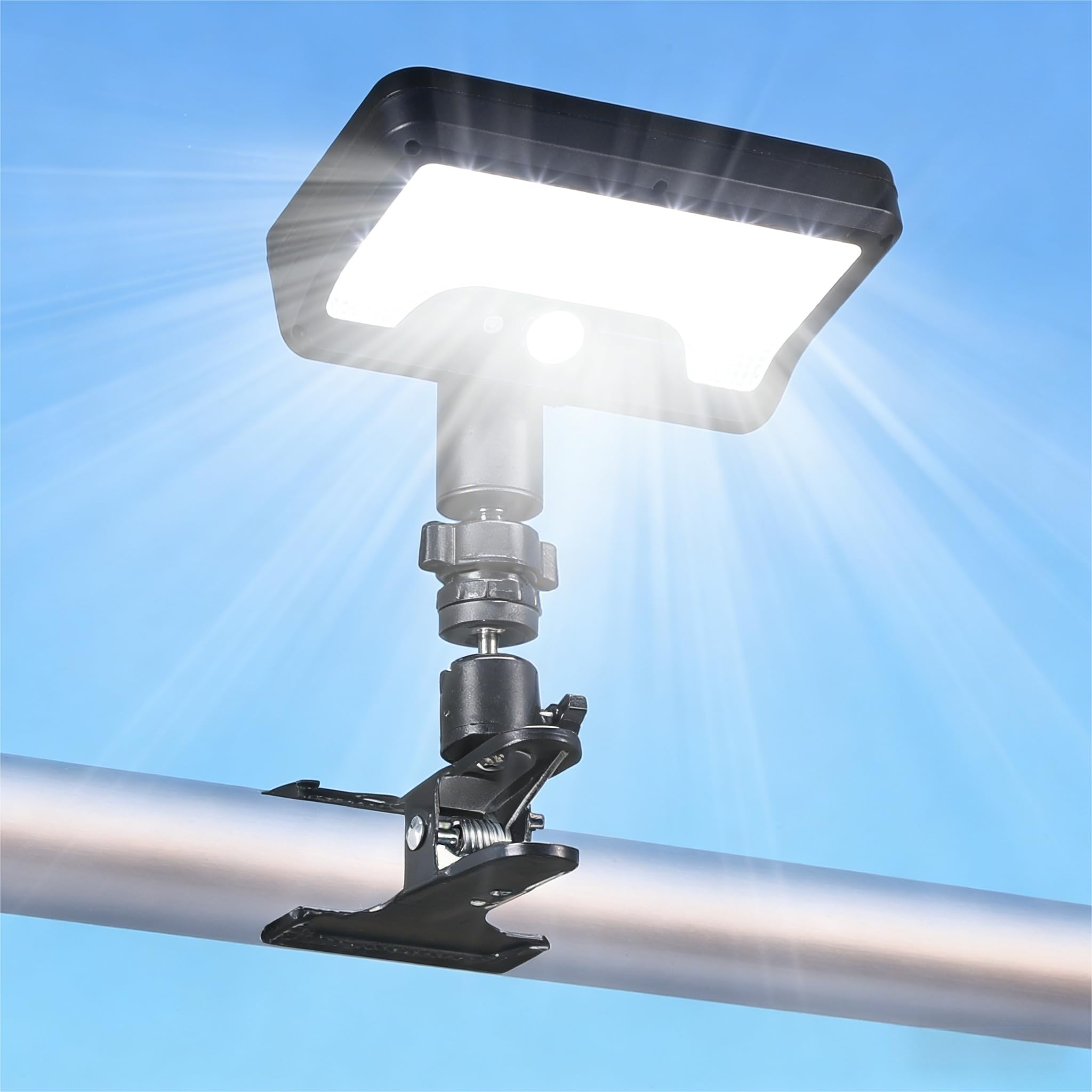 Clip on Solar RV Lights Exterior, 600LM RV Outdoor Lights with Motion Sensor, USB & Solar Dual Charging, 3000/5000/6000K Remote 