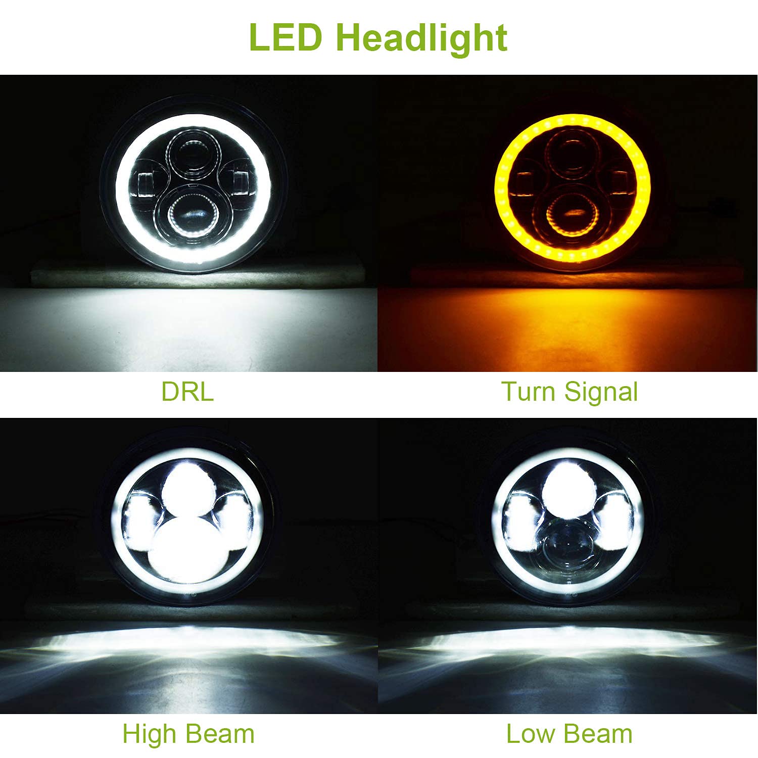 Moclever Round Led Headlight Halo, 2Pcs 7Inch 6000Lm Led Headlamp Offroad Light Angle Eyes Compatible With Jep Wrangler Tj Jk Cj