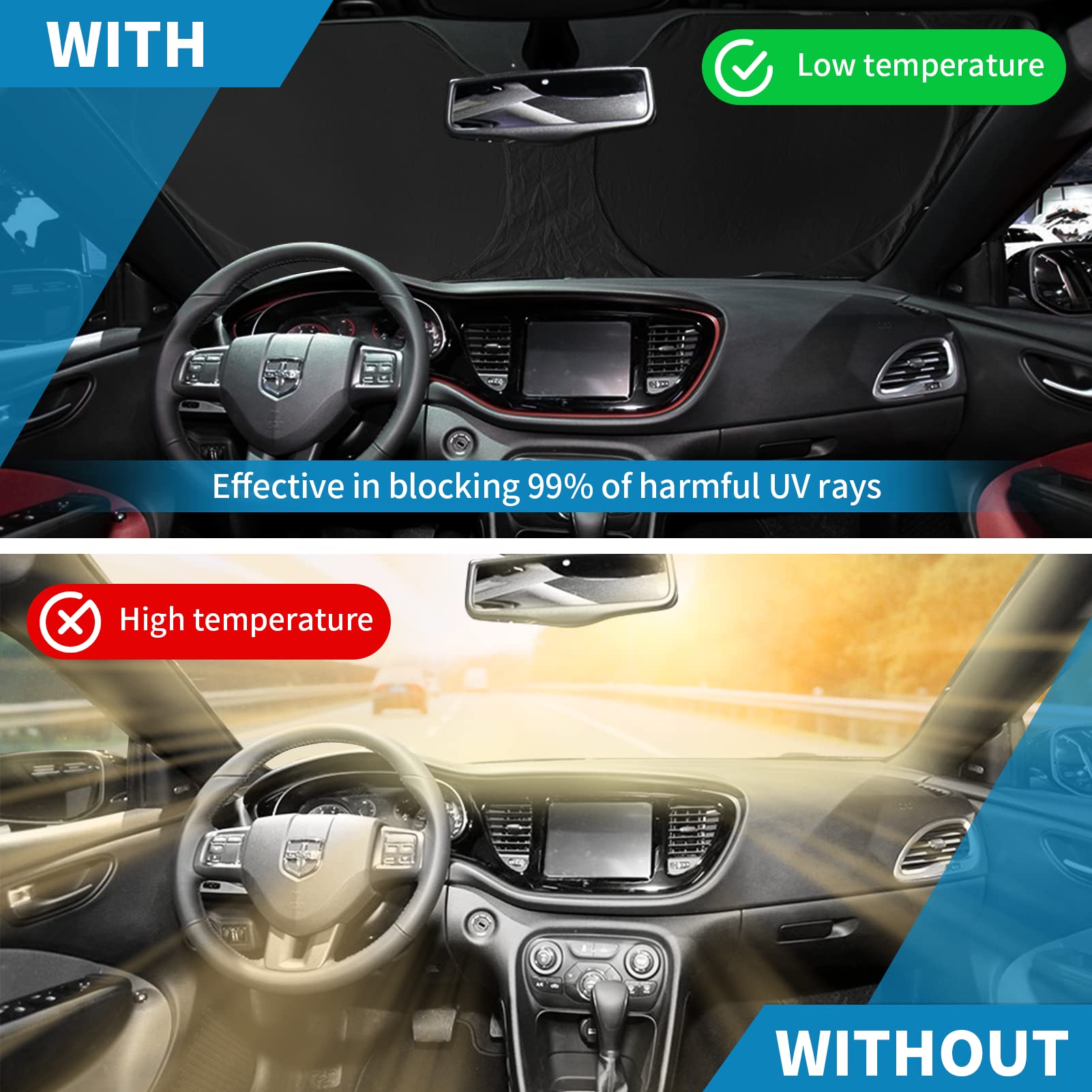 For Dodge Caravan 2006-2024 Front Windshield Sun Shade Sunshade-For Dodge Promaster 2014-2023 Windshield Cover, For Grand Carava