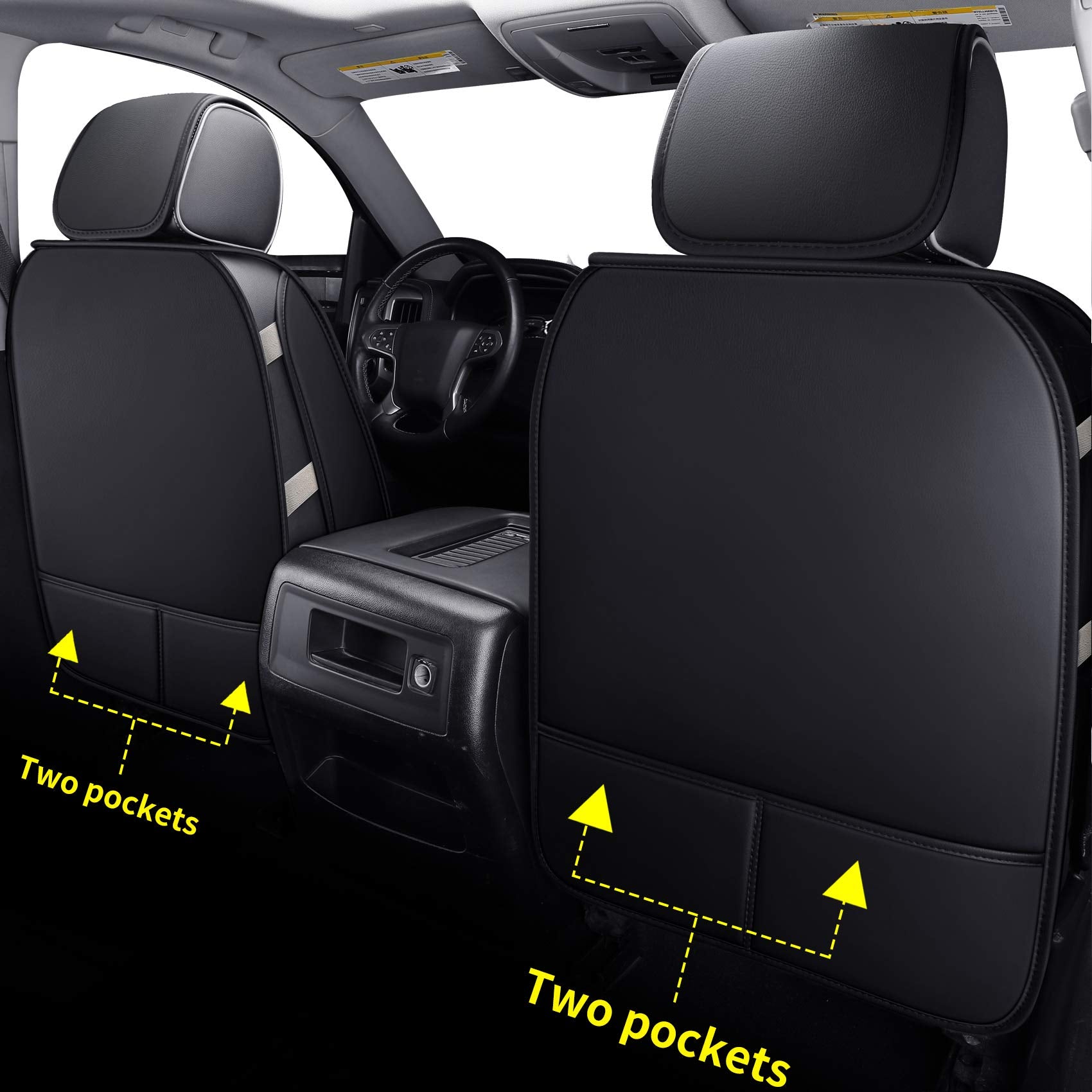 Luckyman Club Silverado Seat Covers Fit For 2007-2023 Chevy Silverado Sierra 1500/2500 Hd / 3500 Hd Crew,Double,Extended Cab With Water Proof Faux Leather (Black & Blue Full Set)