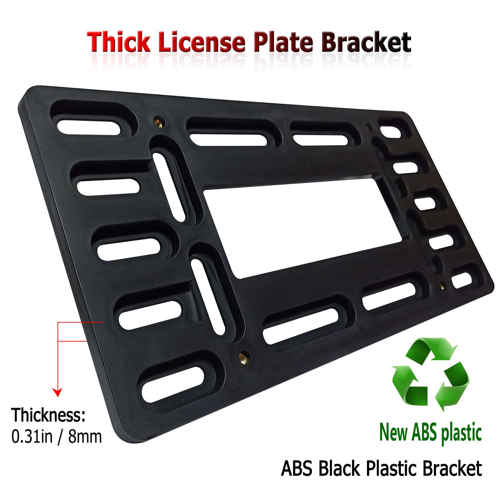 BGGTMO Front License Plate Bracket Holder - Front Bumper License Plate Mounting Kit, 2 Drill Holes Universal Car Tag Adapter wit