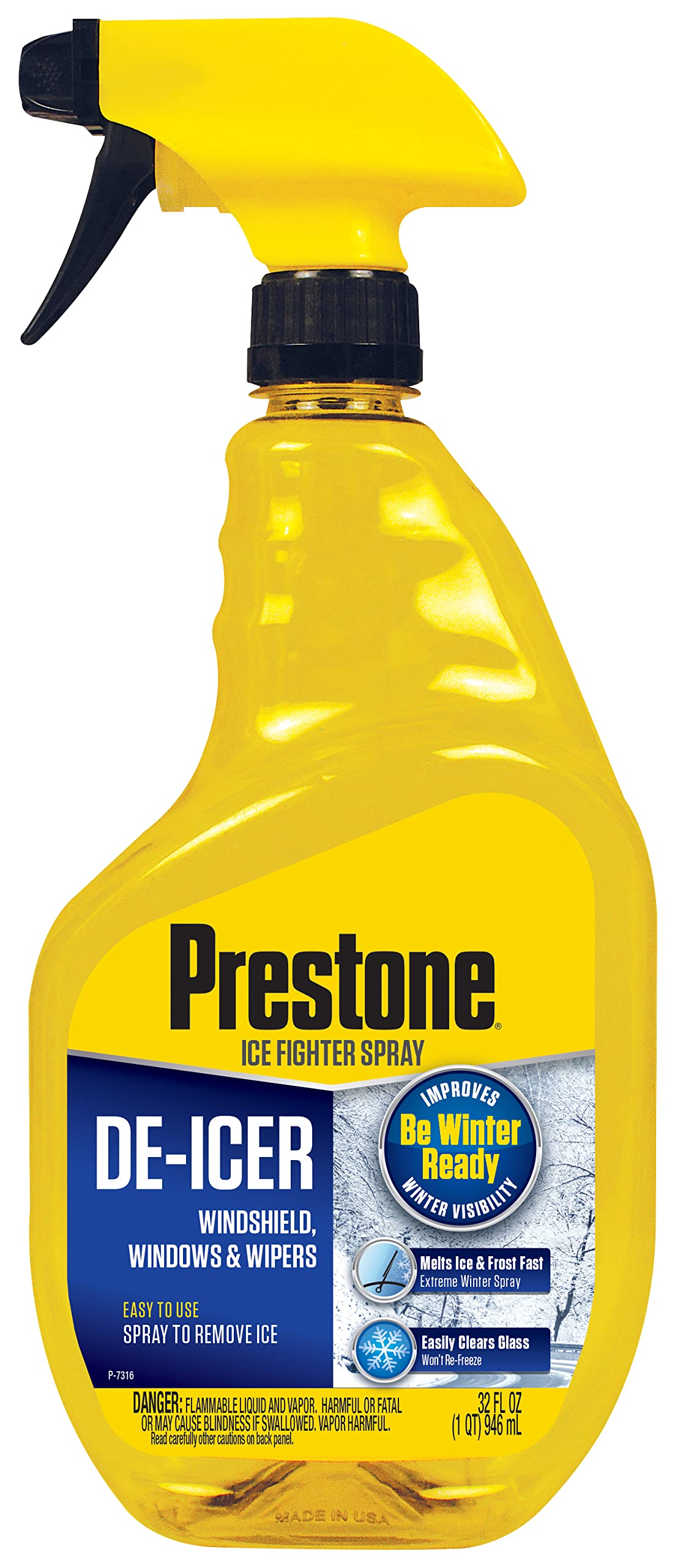 Prestone Windshield De-Icer Spray, 32 oz, Model AS247 - Efficient Ice Removal for Safe Driving