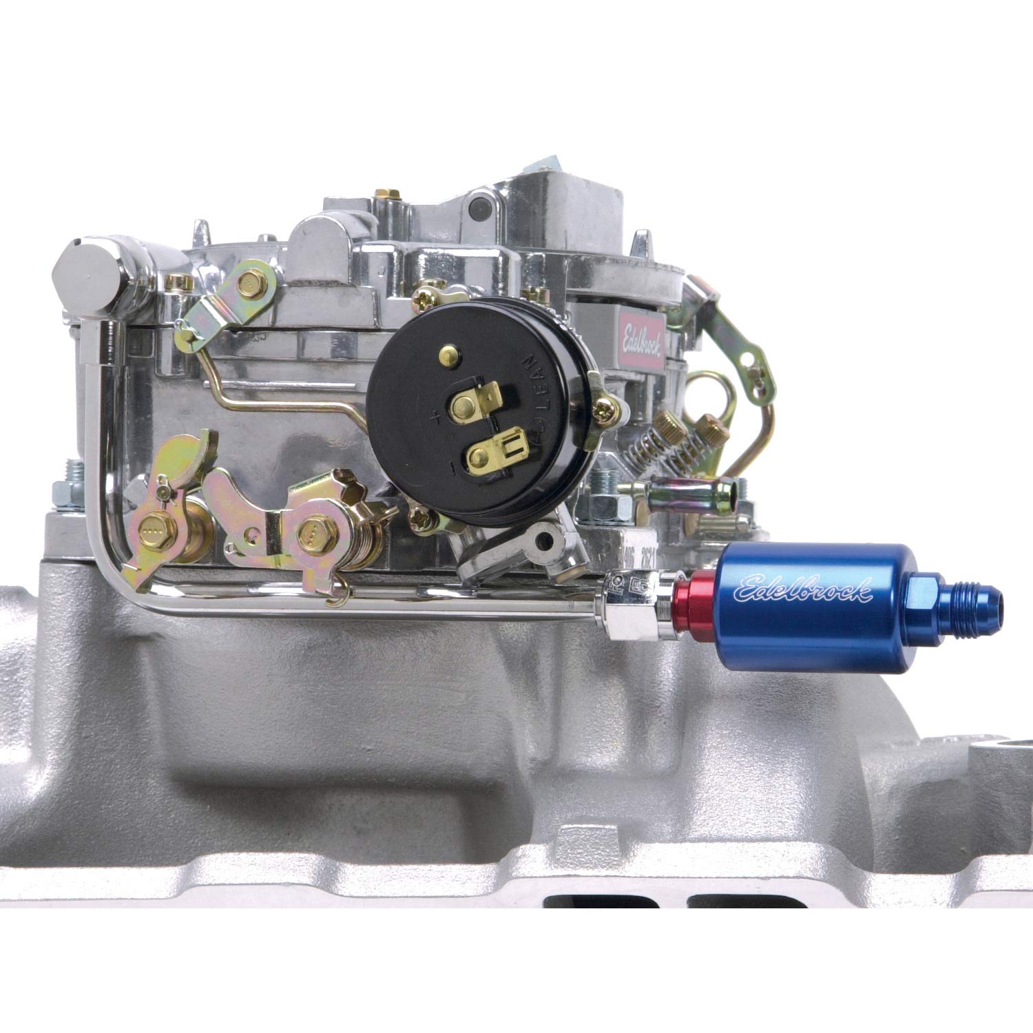 Edelbrock 8134 Chrome Fuel Line, Red/Blue