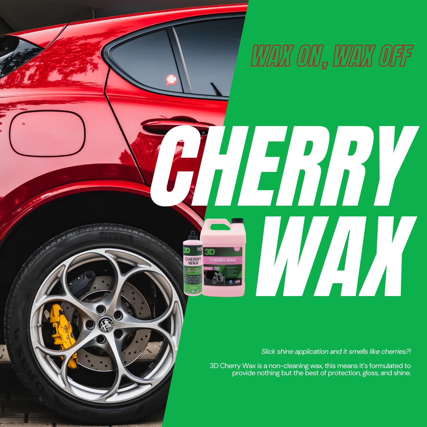 3D 3D Cherry Wax – Liquid Carnauba Show Car Wax, Deep Gloss, Easy Wipe-Off, 128 Fl Oz, Made in USA