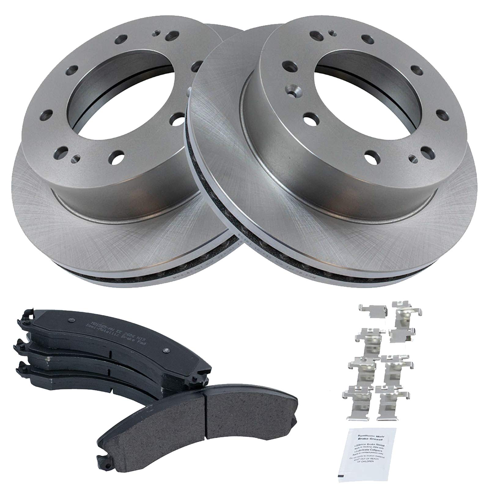 Trq Front Brake Pad & Rotor Kit Semi-Metallic Compatible With 2016-2019 Chevrolet Suburban 3500 Hd