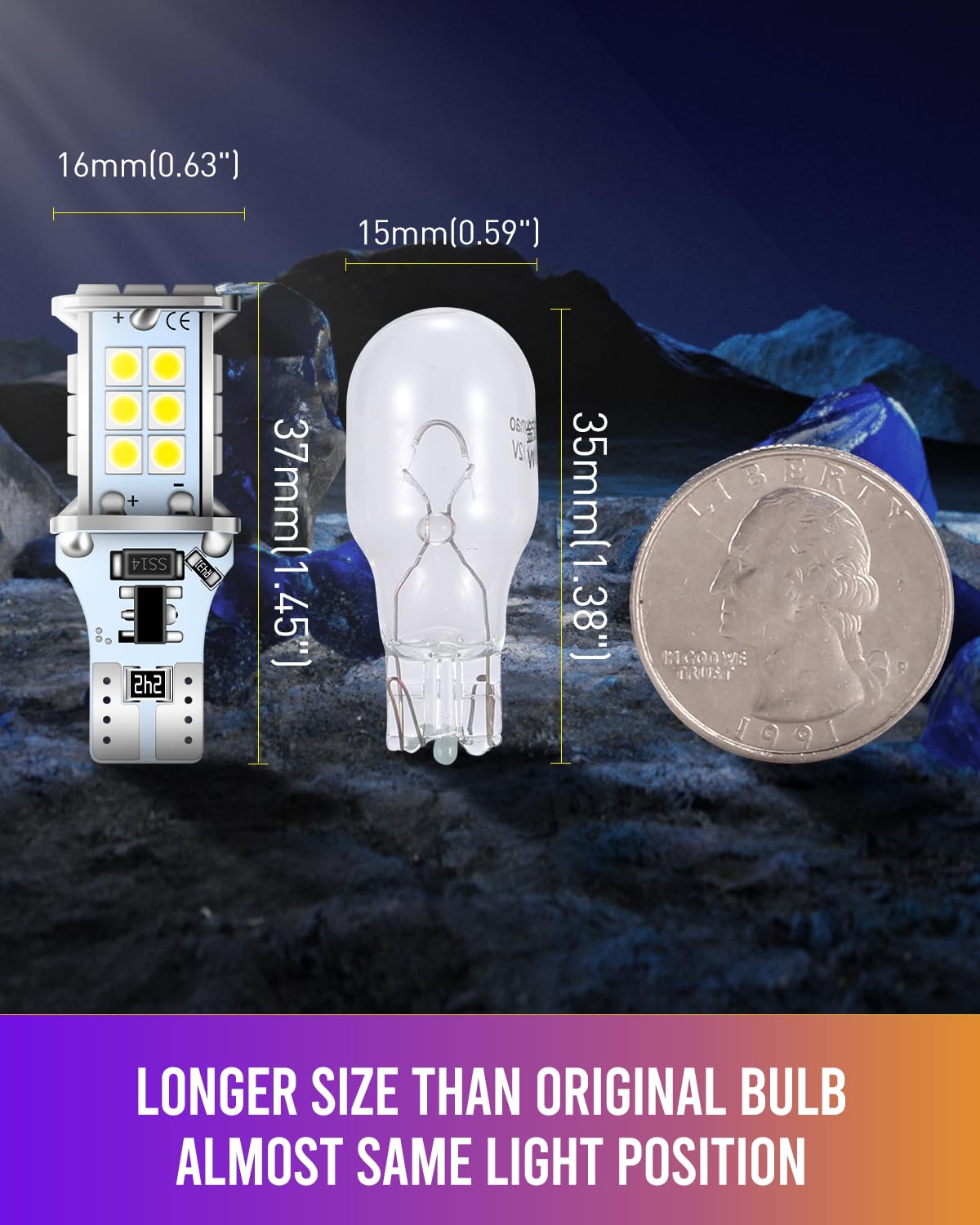LUYED 921 912 LED Bulb Xenon White for Backup Reverse Lights 3100 Lumens 300% Brightness T15 906 W16W LED Bulbs Non-polarity Can
