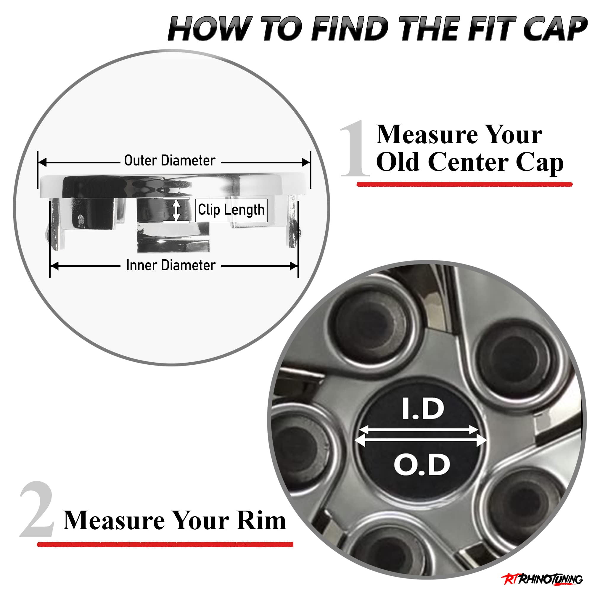 RTRHINOTUNING 63mm Wheel Center Caps for Dodge Dakota/Ram 1500/Durango, Chrome, ABS Material, 4 Pack