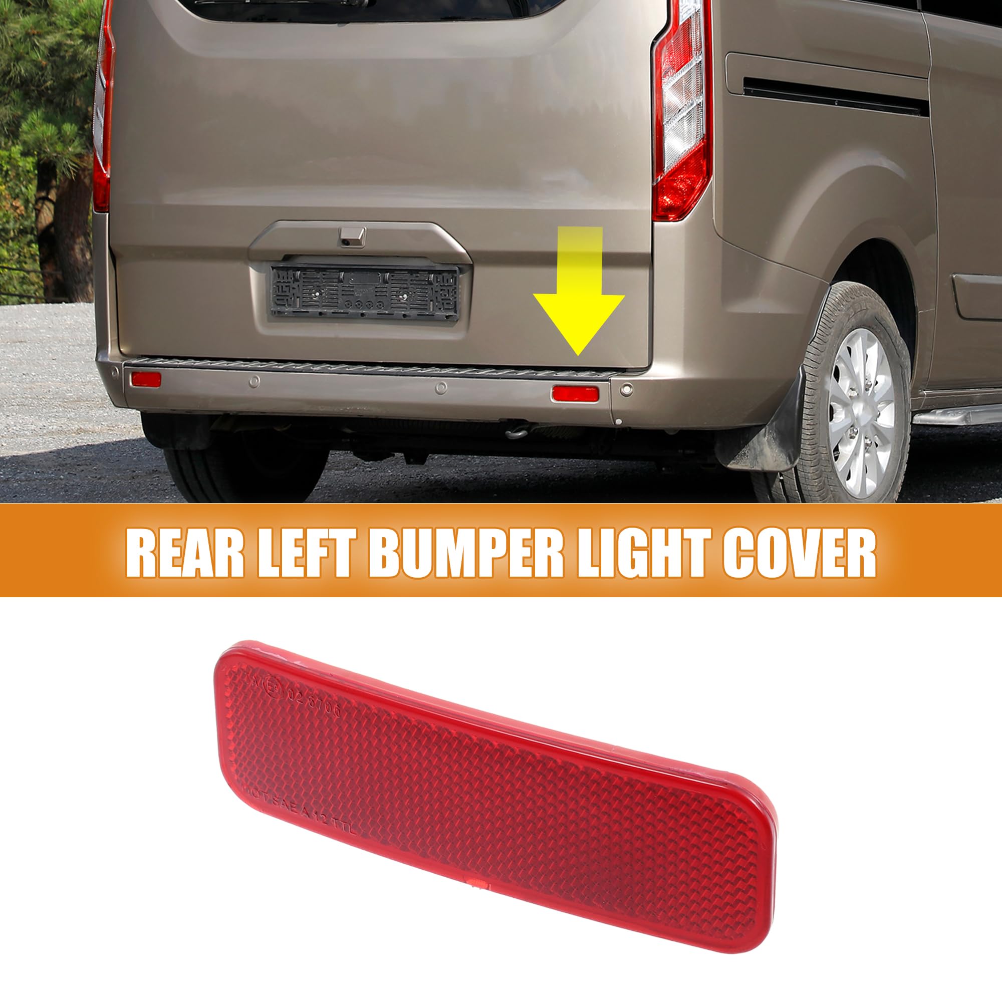 X Autohaux 1 Pcs Driver Side Rear Left Side Bumper Reflector For Ford Transit Connect 2014-2022 Bk2Z-13A565-A Abs Red