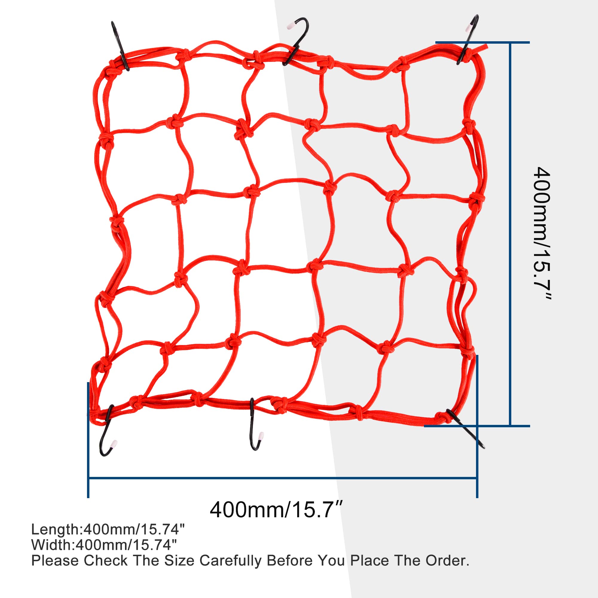 Goofit 15'' X 15'' Elasticated Bungee Luggage Cargo Net With Hooks Hold Down For Motorcycles Motorbike Atvs Bikes Cars Trucks (R
