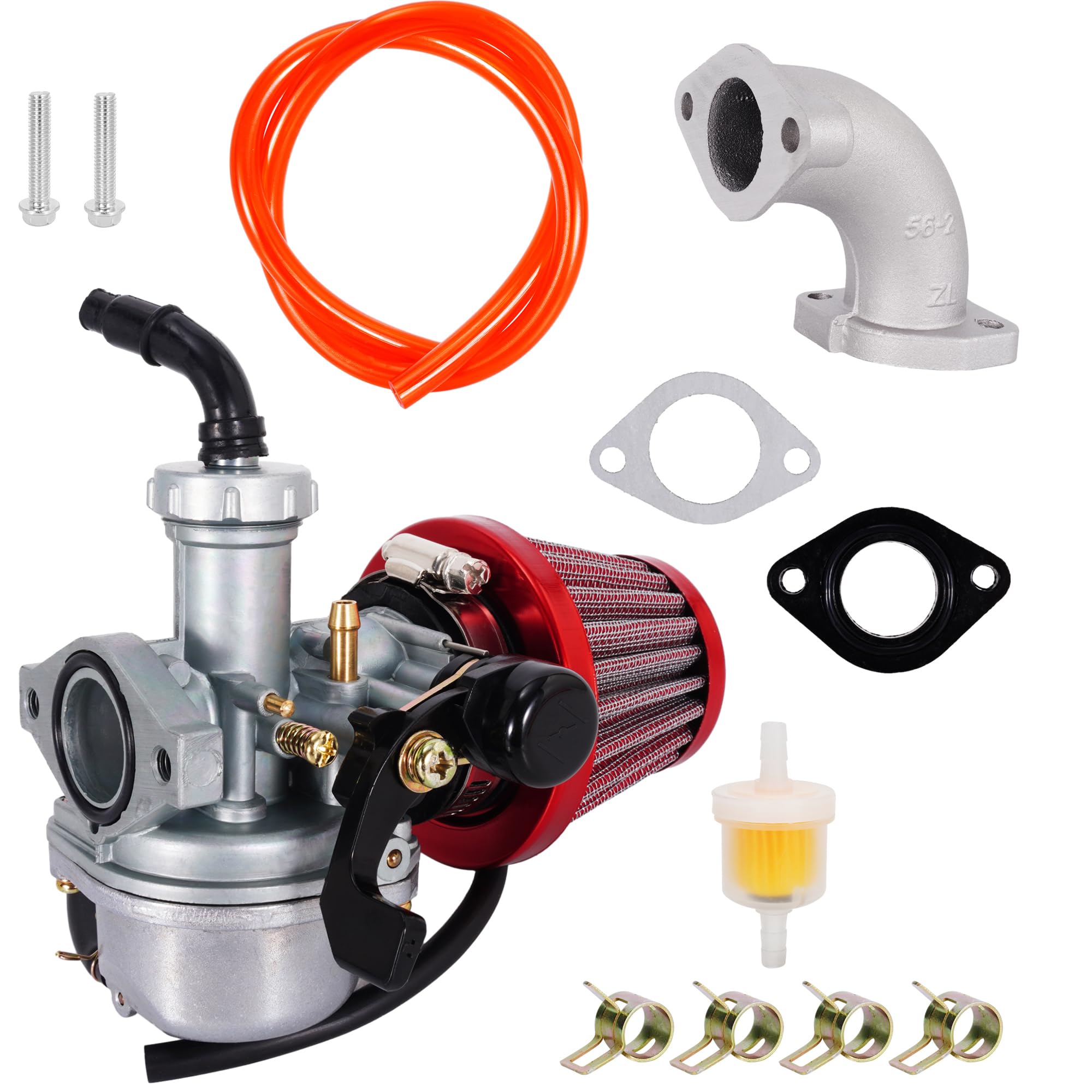 RUTU PZ22 Carburetor 22mm Carb with 38mm Air Filter Cleaner Intake Pipe Kit for SSR 110cc 125cc Sunl Roketa Taotao Monkey Coolst