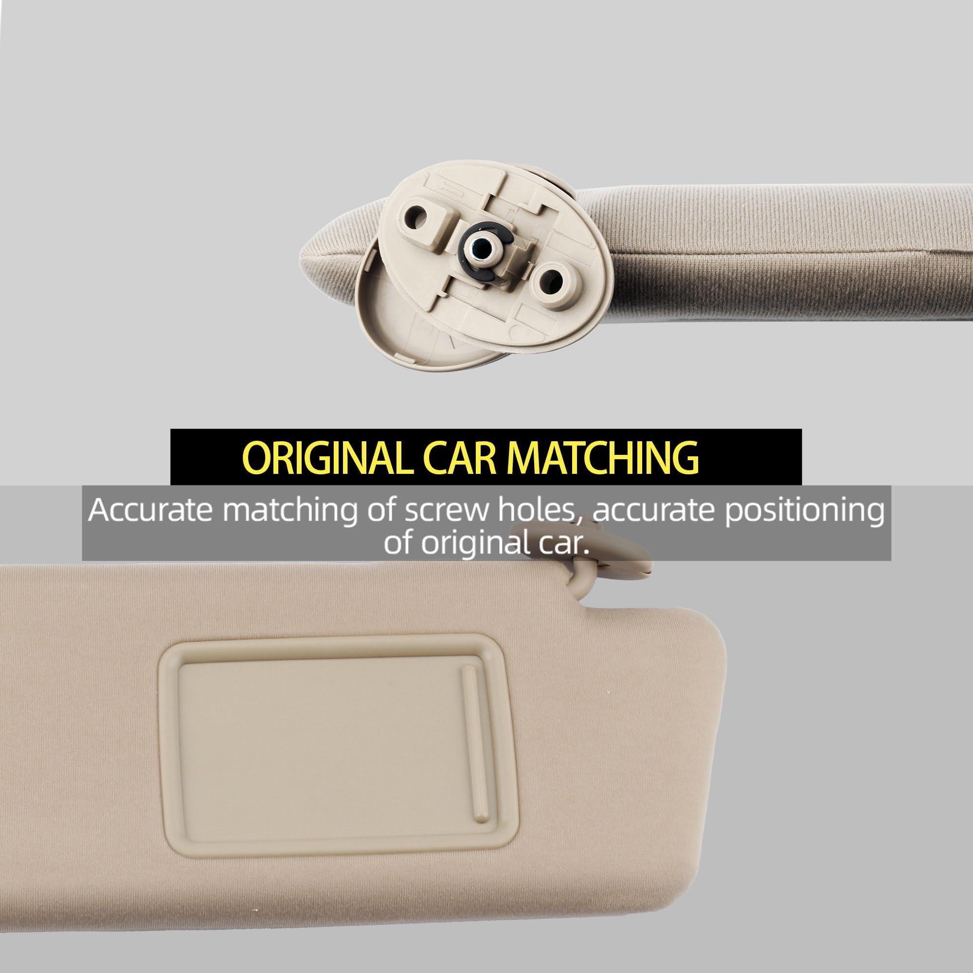 Dasbecan Right Passenger Side Sun Visor Compatible With Toyota Tacoma 2005-2012 2013 2014 2015 Visor Assembly Without Light 7431