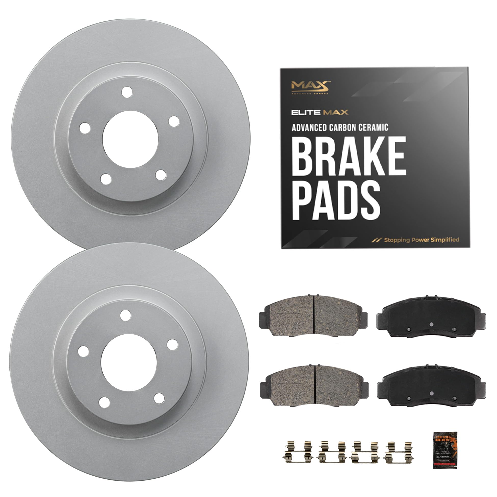 Max Advanced Brakes Front Brake Kit Compatible With 2014 2015 2016 2017 2018 Mazda 3 Sport 2.0 2.5 L4 Mexico Built Replacement G