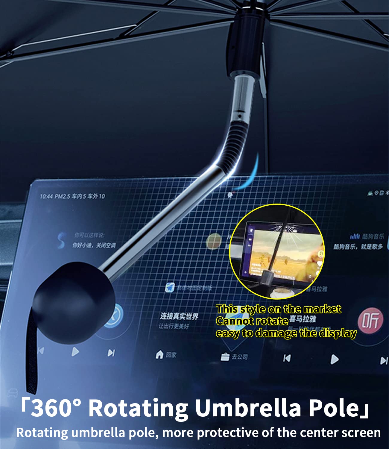 Custom-Fit for Cadillac Windshield Sun Shade Umbrella, Car Sunshade Cover UV Block Car Front Window with 360Rotation Bendable Ha