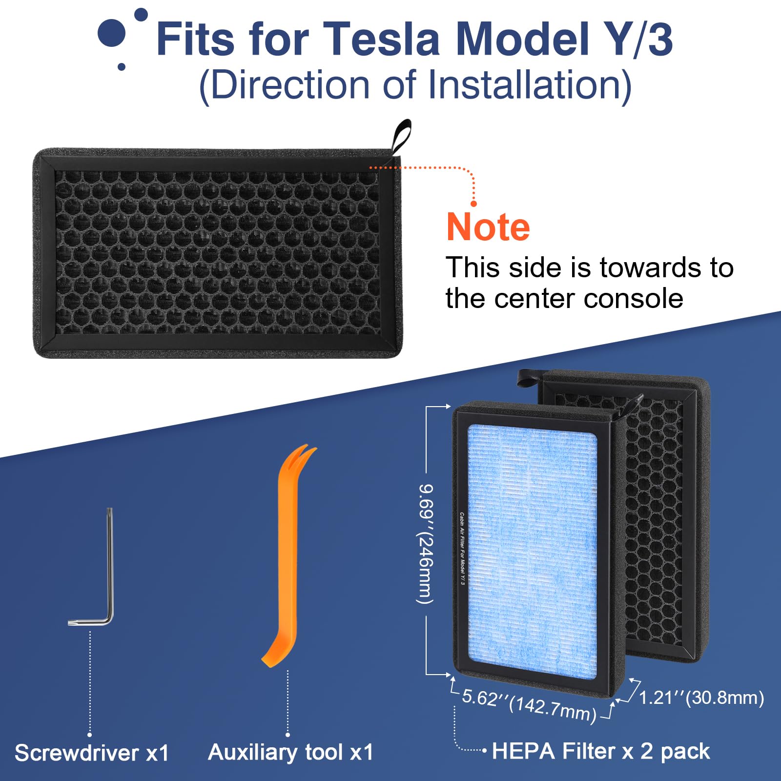 Tesla Model 3 Air Filter Model Y Cabin Air Filter HEPA with Carbon Activated, Tesla Filter Replacement kit Tesla Accessories 201