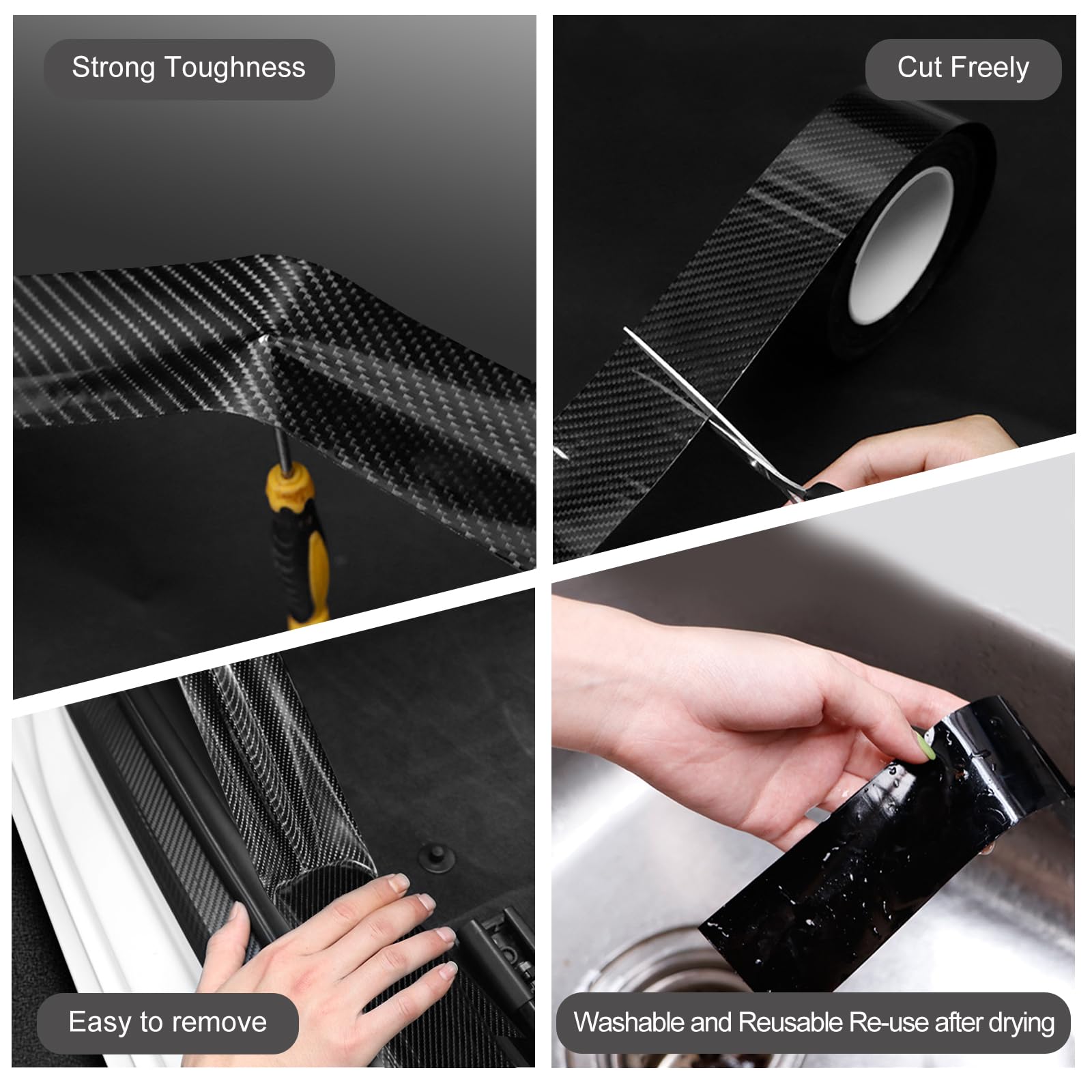 Storystore Universal Car Door Protector - Anti-Collision Strip for Front & Rear Bumper, Fits Most Cars, Black