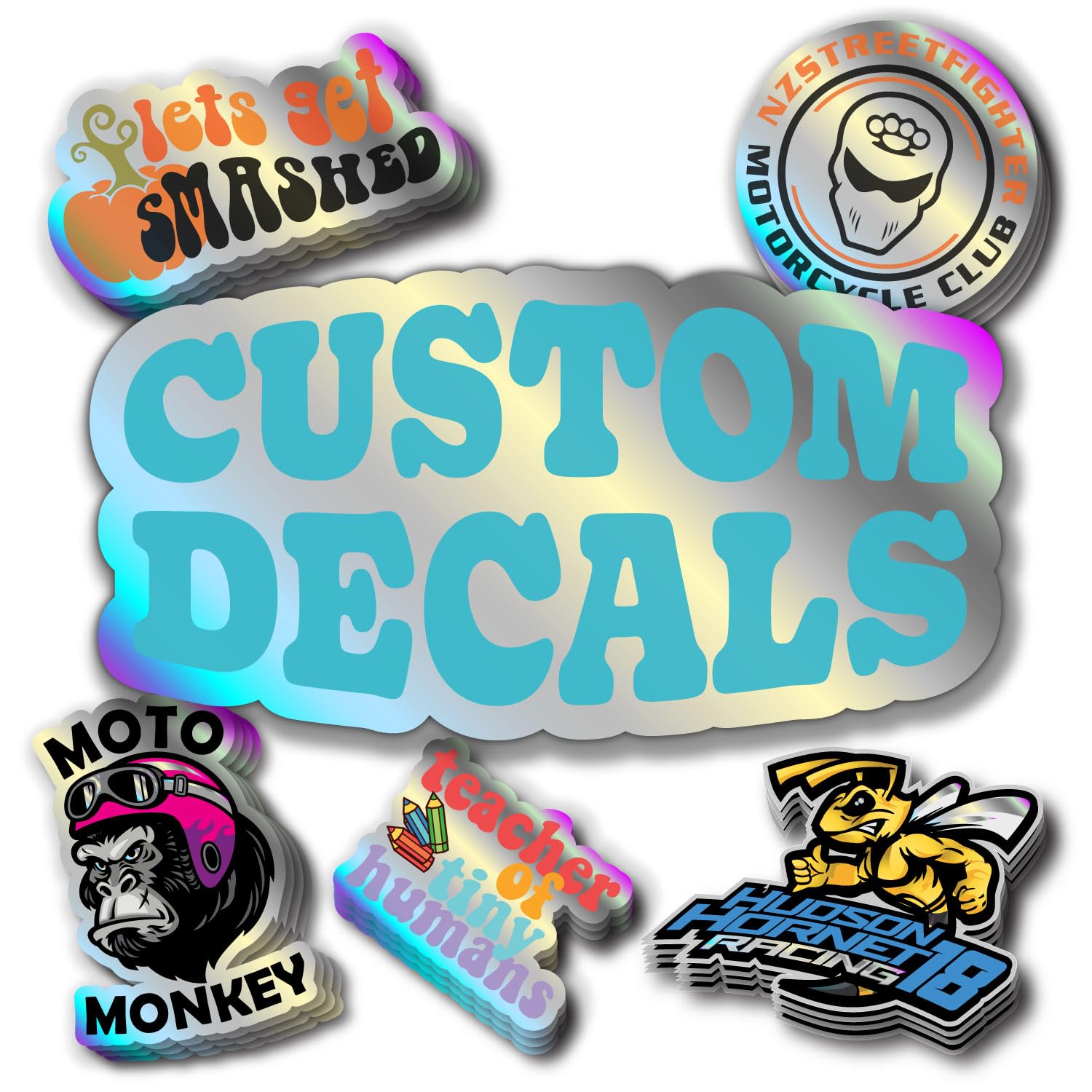 Custom Design Your Own Holographic Vinyl Decals Stickers Labels. Upload Your Photo, Text, Logo, Or Image. Uv Fade Resistant & Vi