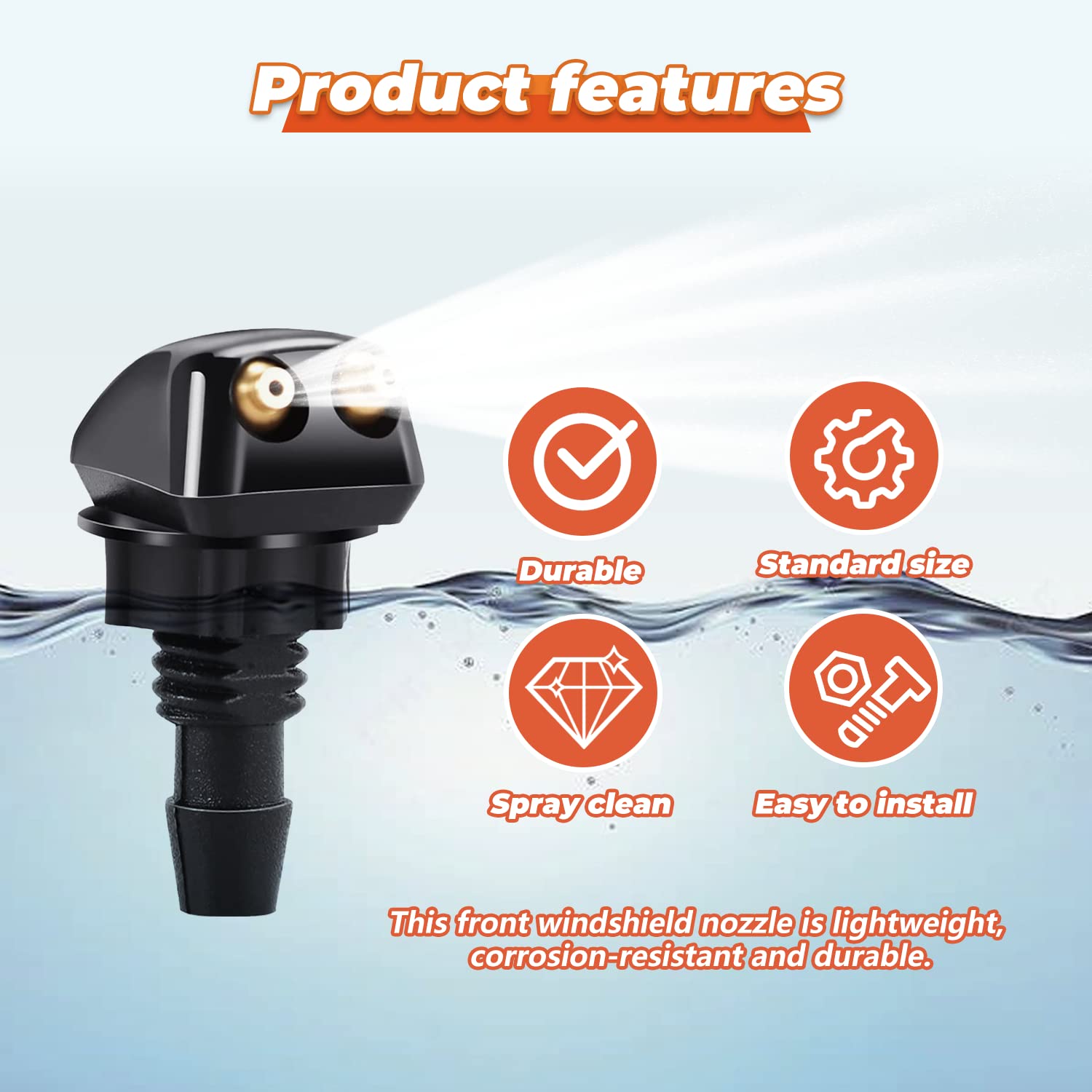 2pcs Front Windshield Washer Nozzles, Front Windshield Washer Nozzle kit and Fluid Hose, Windshield Washer Nozzles Wiper Spray F
