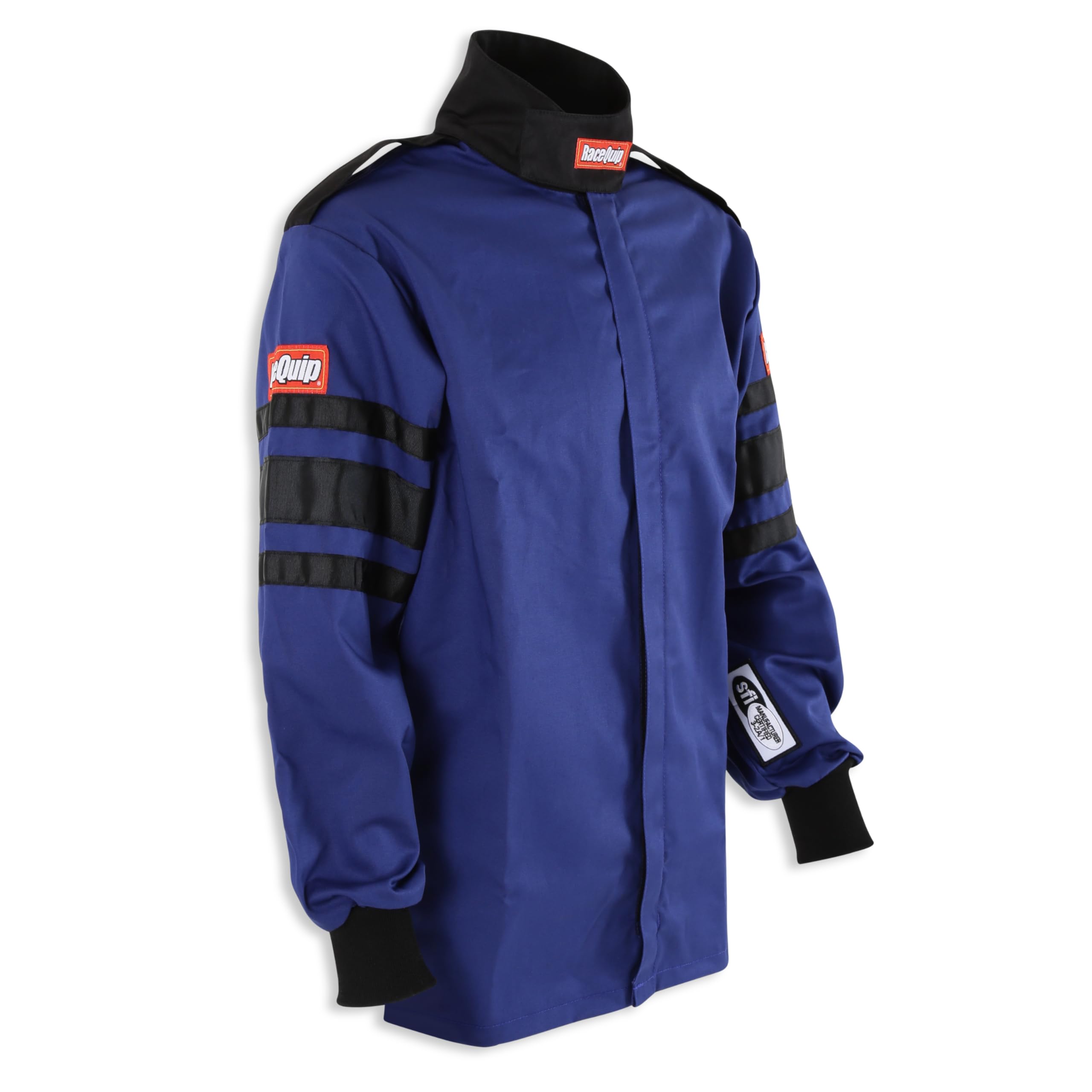 Racequip 111023Rqp 110 Series Driving Jacket Sfi 3.2A/1 Blue/Black Stripe Medium