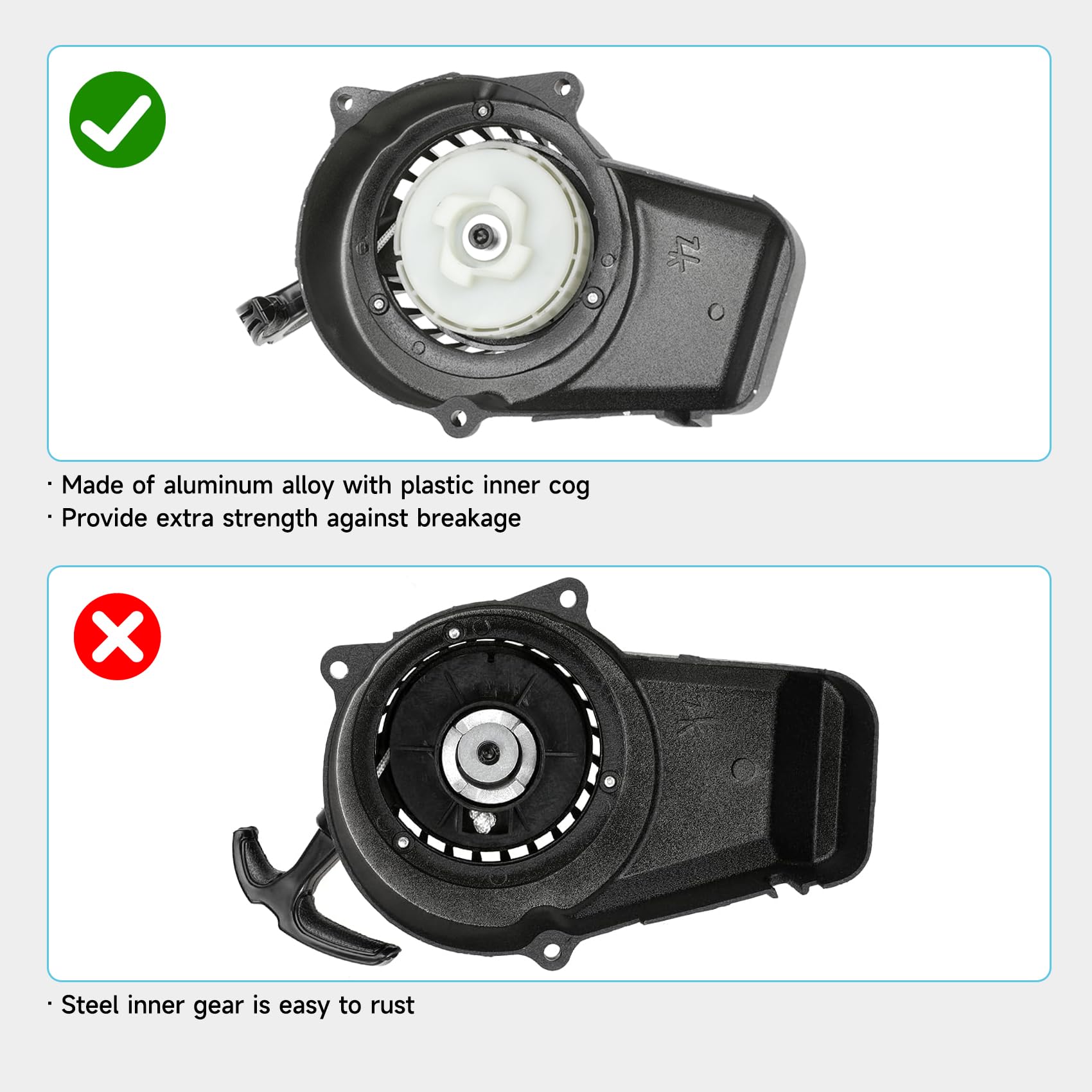 FVRITO Pull Start Assembly for 50cc Dirt Bike, Aluminum Recoil Starter, Black, Compatible with SYX Moto, SSR, X-pro, Apollo, Coolster