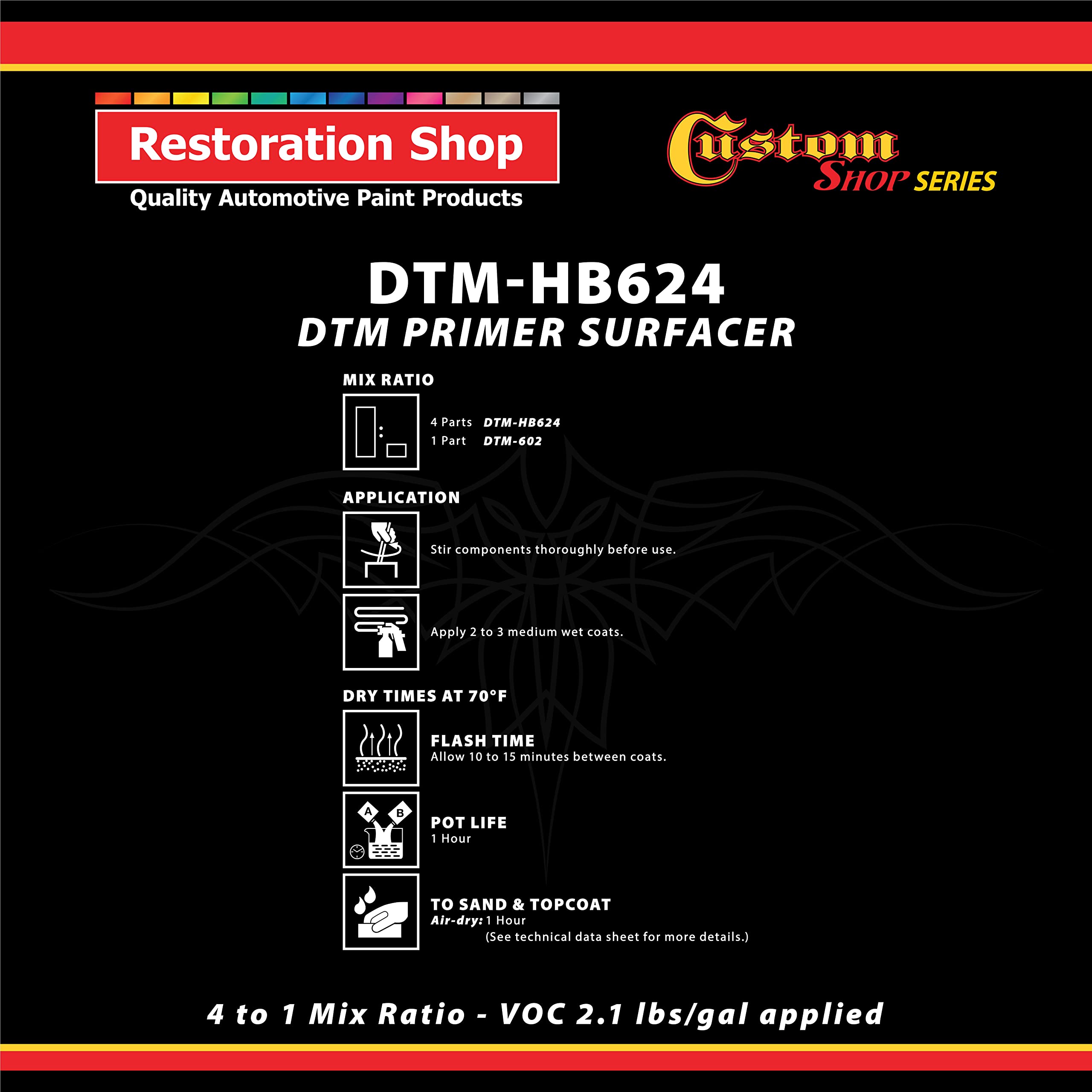 Custom Shop - Gray DTM High Build Urethane Primer Surfacer (Direct to Metal) 2.1 VOC (1-1/4 Quart Kit) Fast Dry High-Performance