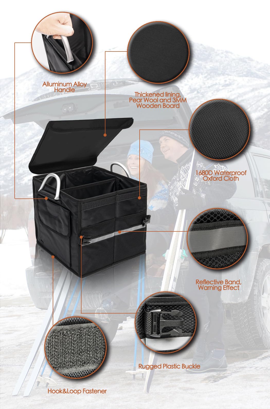Tongketec Trunk Organizer With Lid,Small,Black 28L,For Suv Car Truck,Collapsible Waterproof Oxford Fabric,Portable Multipurpose