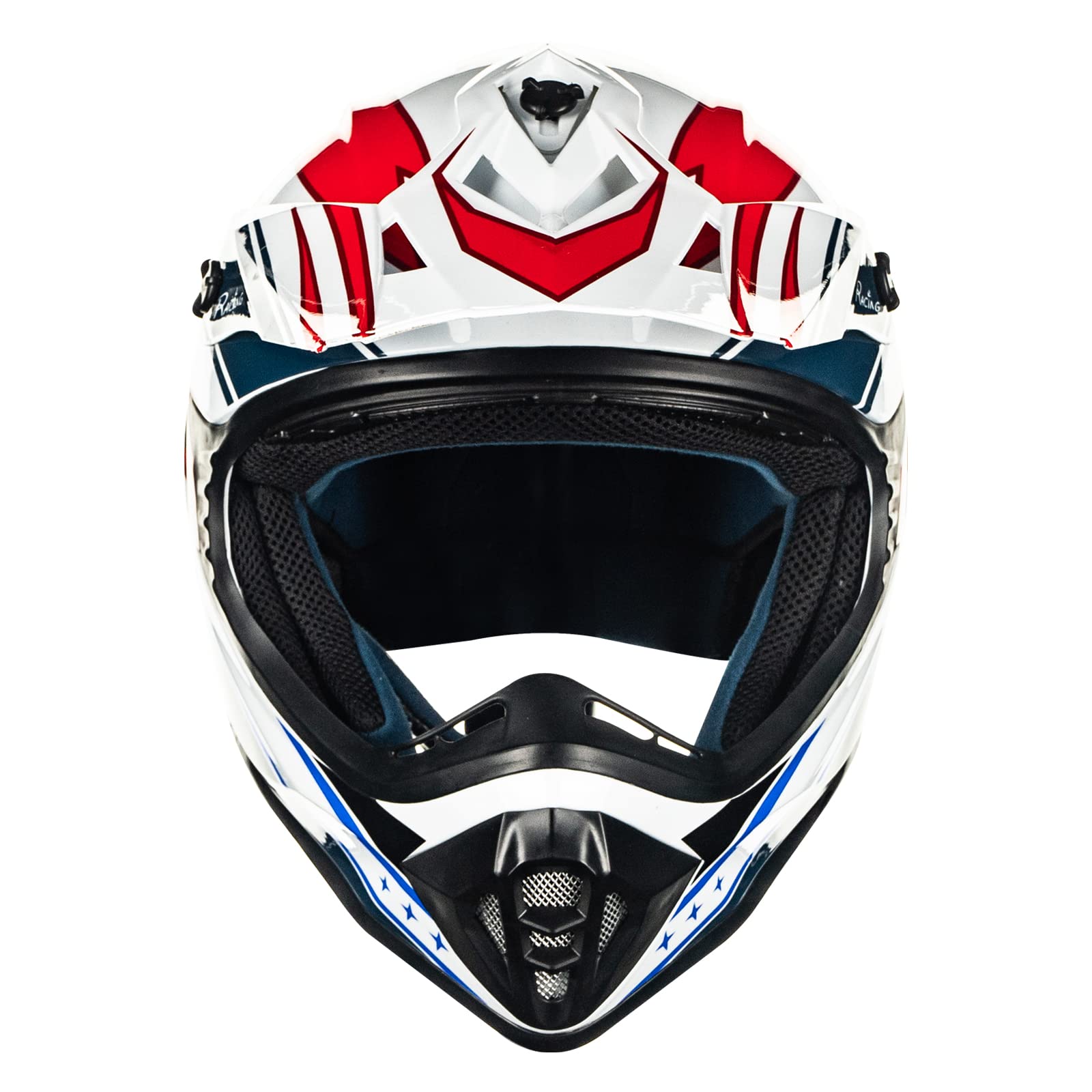 ILM Adult Dirt Bike Helmets Motocross ATV Dirtbike BMX MX Offroad Full Face Motorcycle Helmet, DOT Approved Model 128S (Red Blue
