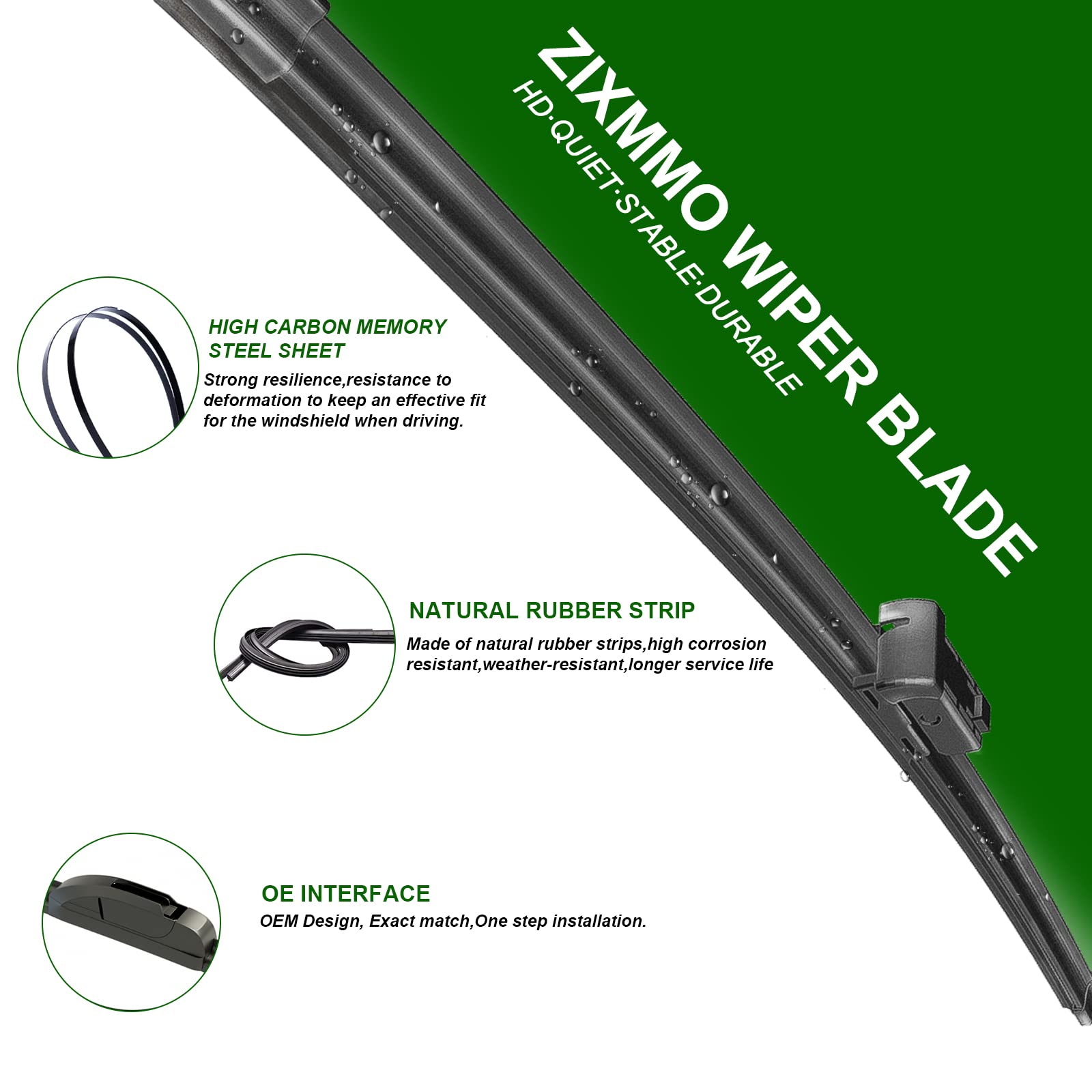 Zixmmo 24''+17'' Windshield Wiper Blades With 10'' Rear Wiper Blades Set Replacement For 2007 2008 2009 2010 2011 2012 Dodge Cal