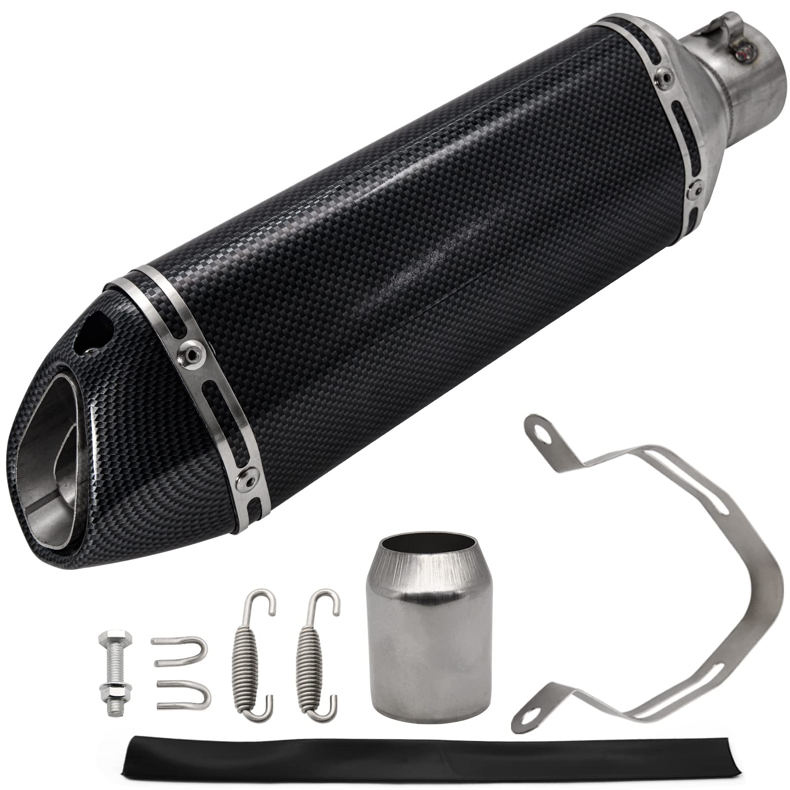 Motorcycle Slip On Muffler,1.5-2'' Carbon Fiber Unversal Slip On Silencers & Mufflers For Dirt Bike Street Bike Scooter Atv Raci