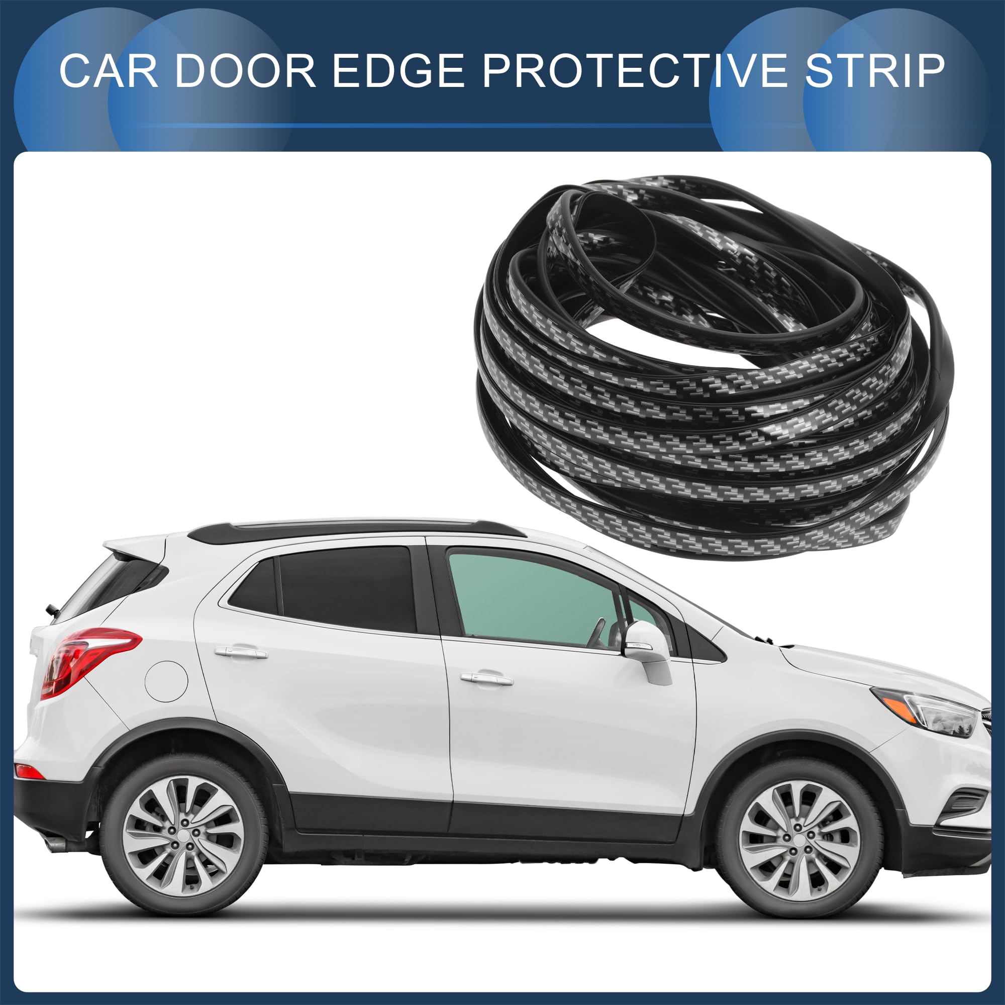 INFINAUTO Universal Car Door Edge Guards, Exterior 32.81ft U-Shaped Door Scratch Protection Guard PVC Chrome Black Carbon Fiber