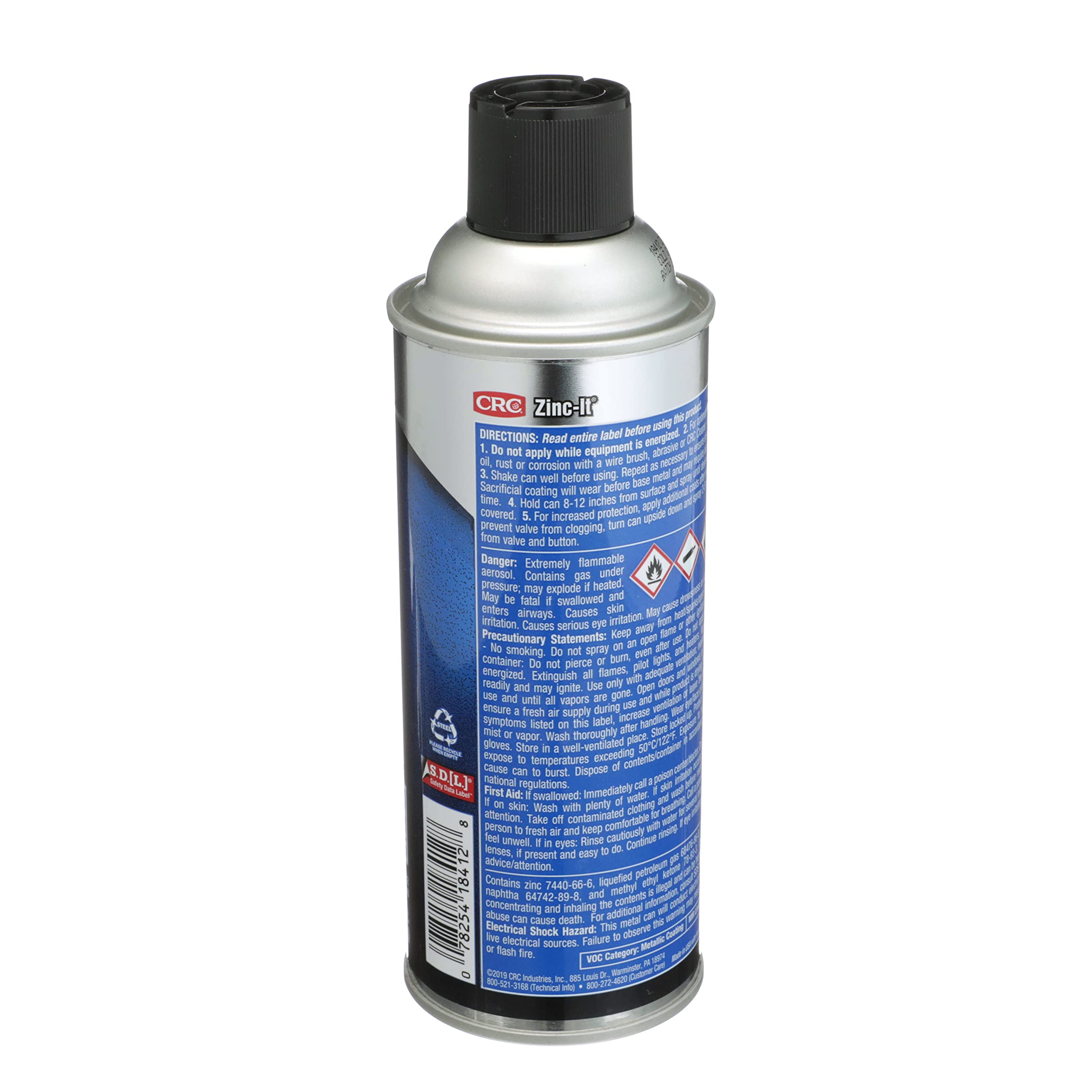 CRC Zinc-It Cold Galvanize Coating, Gray, 13 Oz, Rust & Corrosion-Resistant, Model 18412, Zinc Rich Quick-Dry Finish