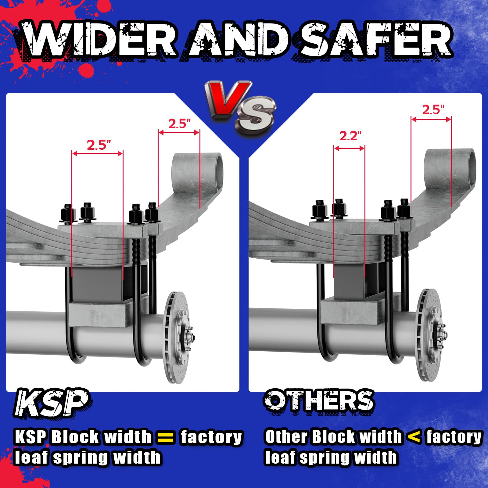 KSP PERFORMANCE 2" Rear Lift Blocks for Dodge Ram 1500 (2002-2008) 2WD/4WD, Alloy Steel, Model 9R212101-20,