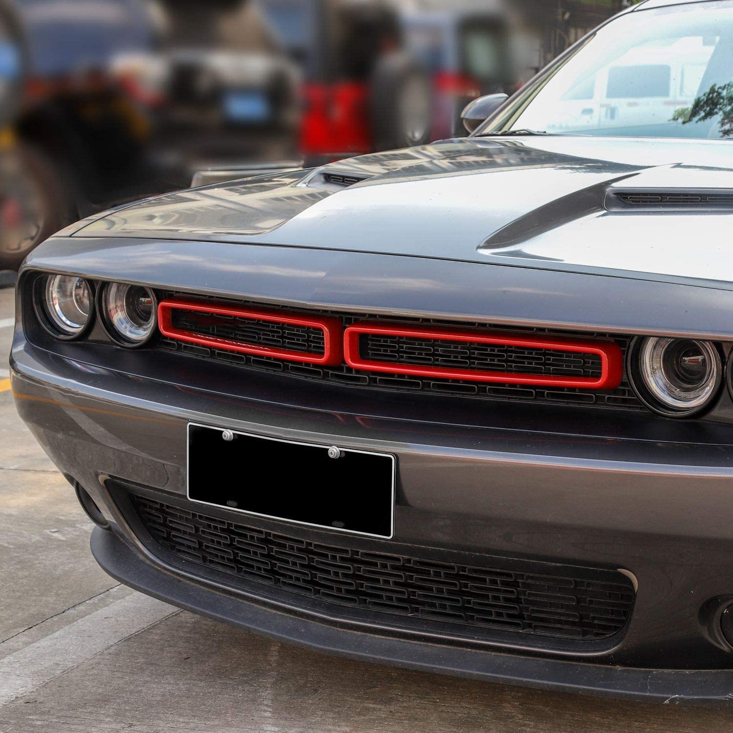 Voodonala For Challenger Front Grille Inserts For 2015-2022 Dodge Challenger Accessories, Abs Red 2Pcs