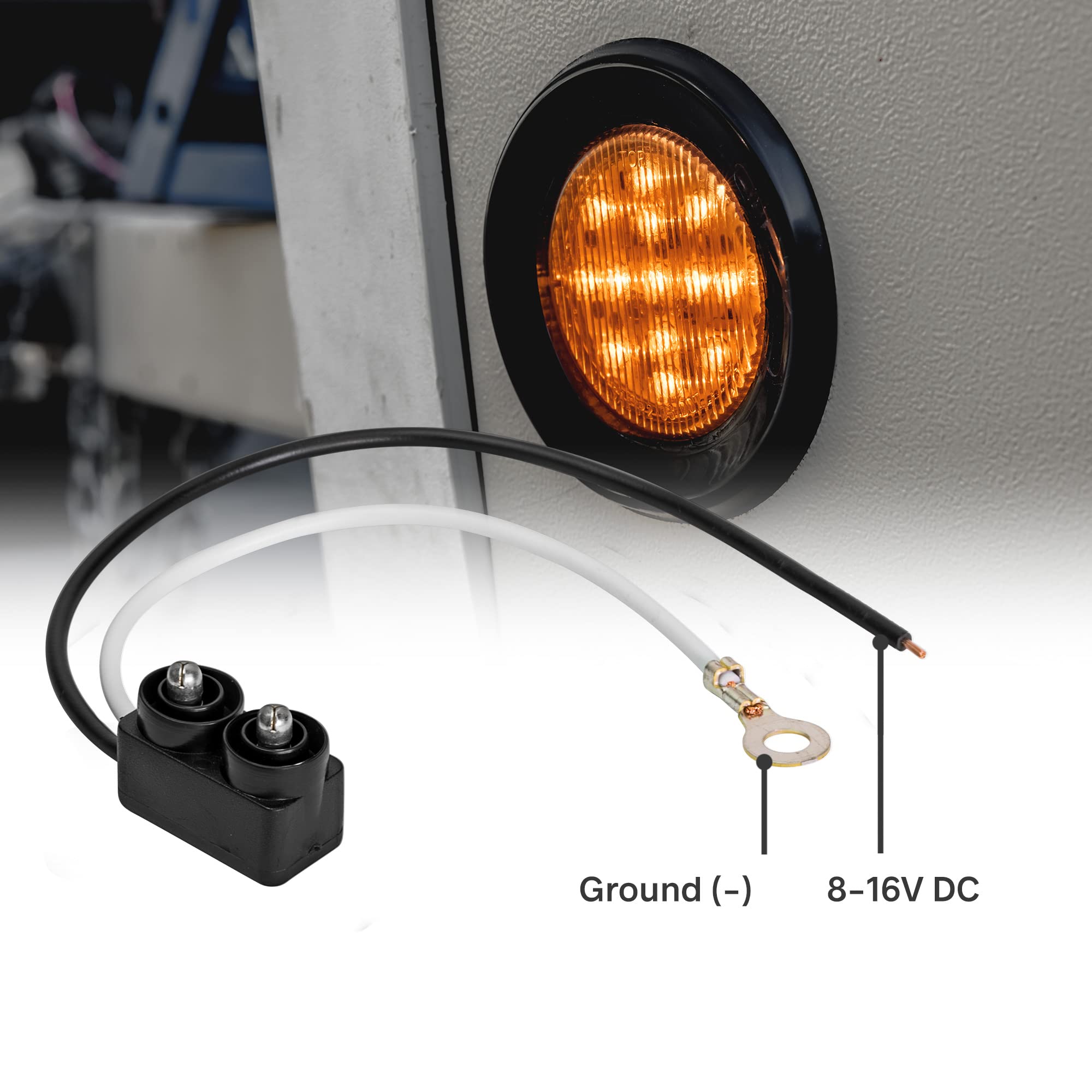 True Mods 4Pc 2.5'' 12V Amber Round Led Clearance Side Marker Lights [Dot Fmvss 108] [Sae P2] [Reflector Lens] [Grommet & Plugs]