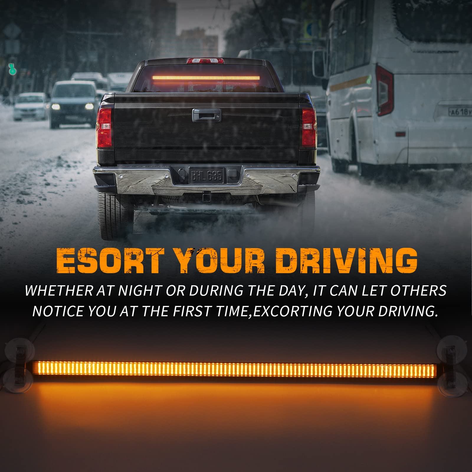 XRIDONSEN 35" Traffic Advisor Light Bar - 144 LED Amber Strobe Lights for Emergency Warning | Aluminum Construction